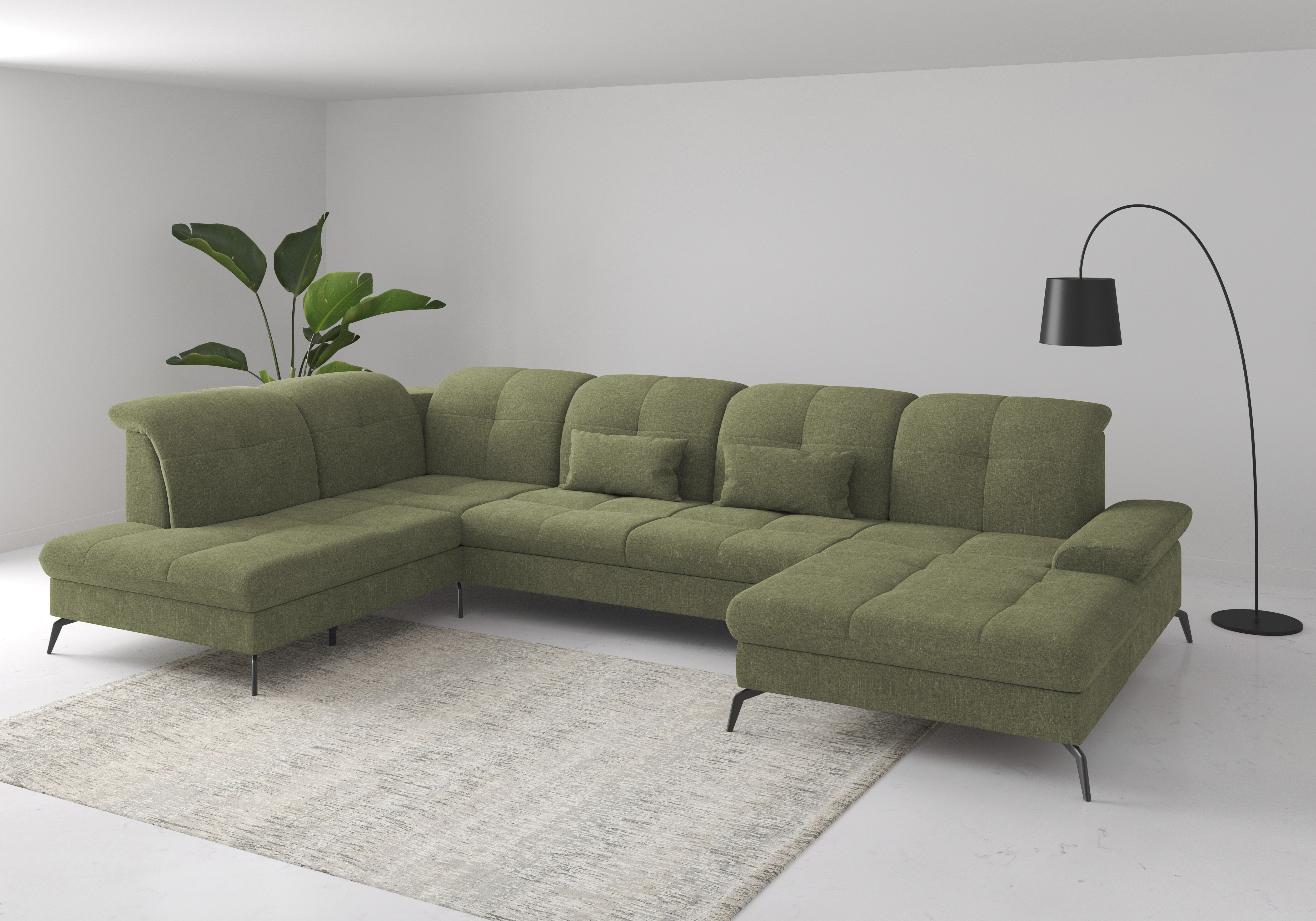 sit&more Wohnlandschaft "Amica, U-Form, inkl. Sitztiefenverstellung und Armteilverstellung" wahlweise mit Kopfteilverstellung, Schlaffunktion und Bettkasten