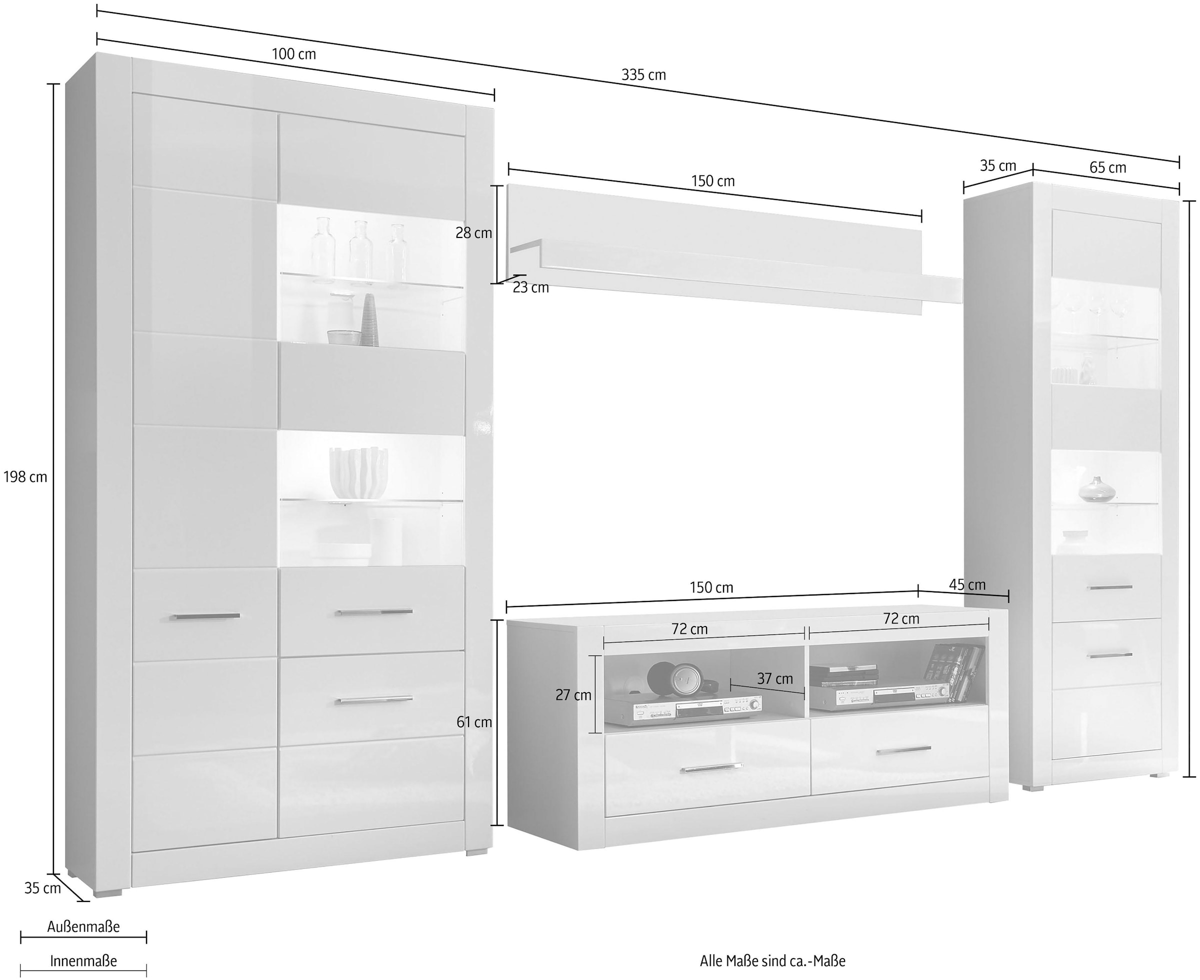 INOSIGN Wohnwand »BIANCO«, (Set, 4 St.)