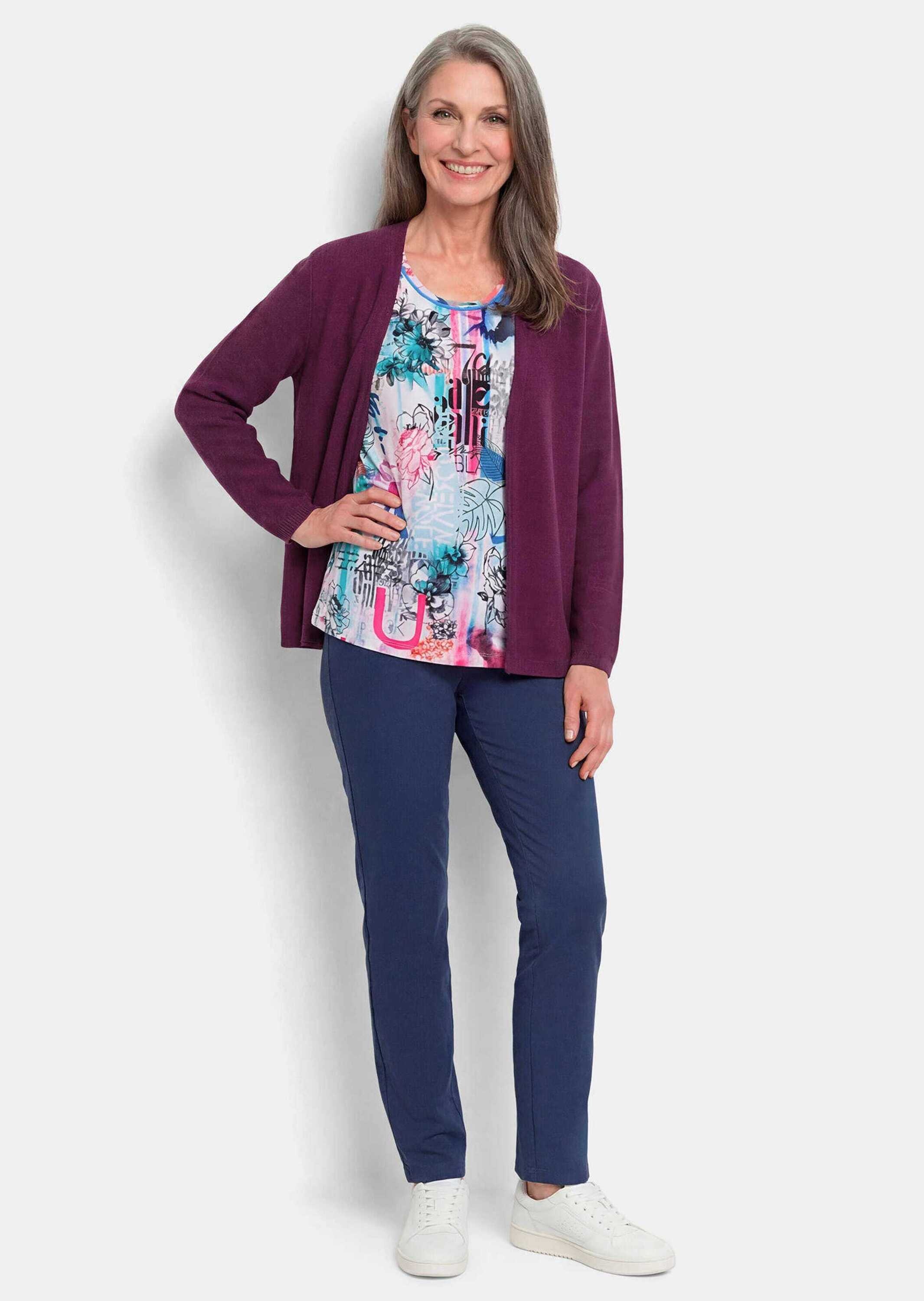 GOLDNER Strickjacke »Feinstrickjacke mit Schurwolle« flaches Rippenbündchen an Auscnittkante