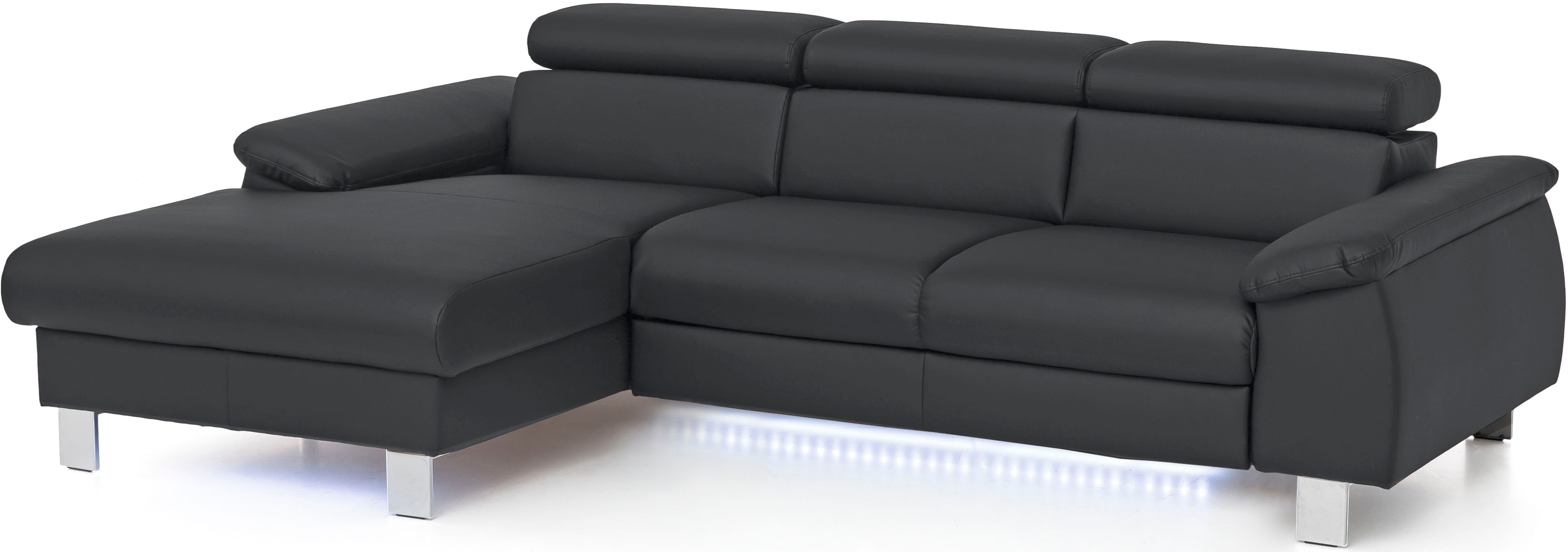COTTA Ecksofa "Komaris L-Form,B:244cm, inkl. Kopfteilverstellung, Wellenunterfederung" optional mit Schlaffunktion und Bettkasten, plus opt. LED Beleuchtung