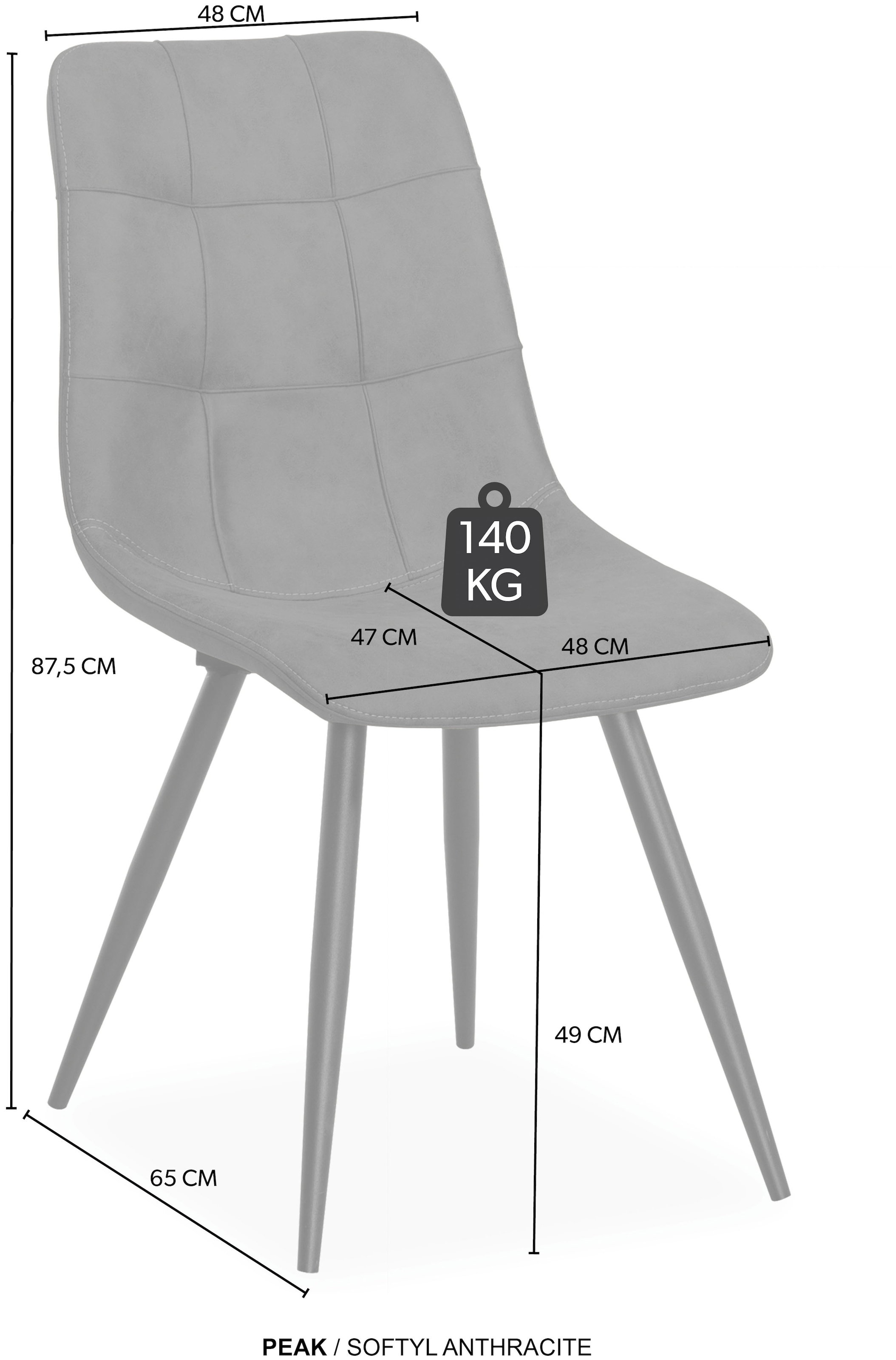OMG Design Esszimmerstuhl »Peak«, (Set), 2 St., Stoff, moderne Sitzschale in Microfaser Lederoptik