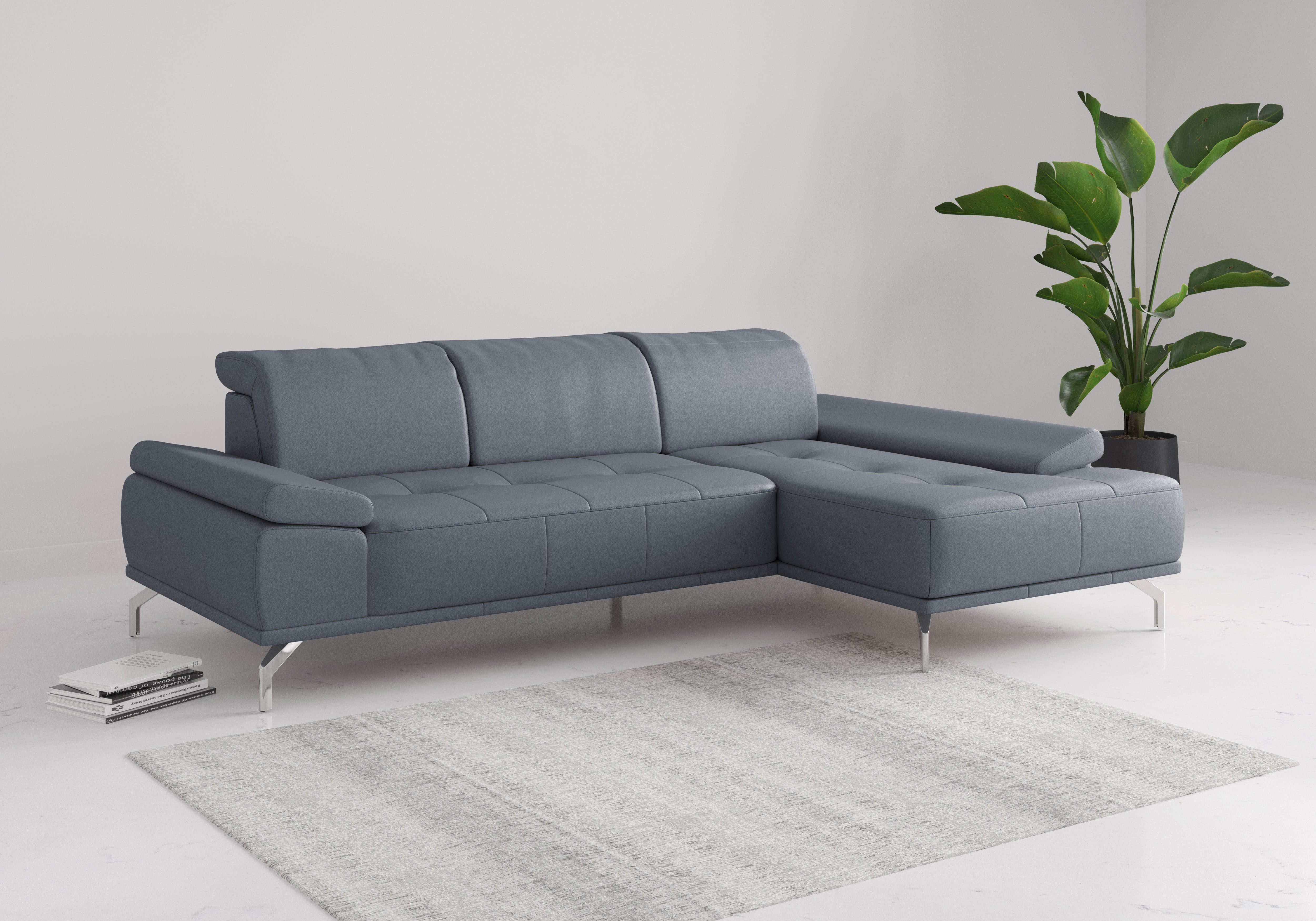 OTTO home Ecksofa "Caluna, L-Form, B:280cm, Federkern, in Stoff und Leder" Inkl.Sitztiefenverstellung, wahlweise mit Kopf- und Armteilverstellung