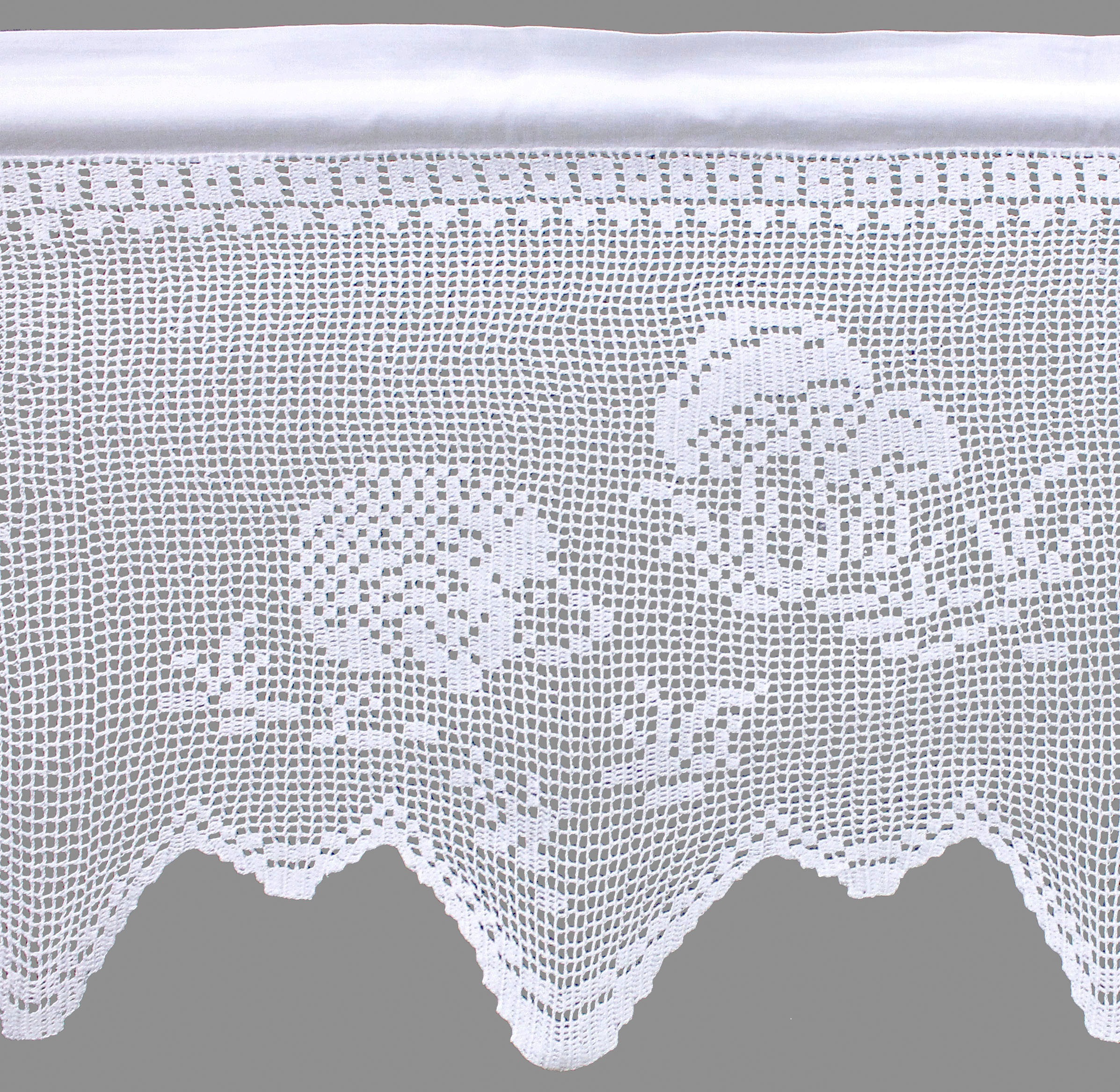 Thumbnail - HOSSNER - ART OF HOME DECO Querbehang "Igel" Stangendurchzug 1 Stk. tlg. handgehäkelte Spitze, weiß, Baumwolle