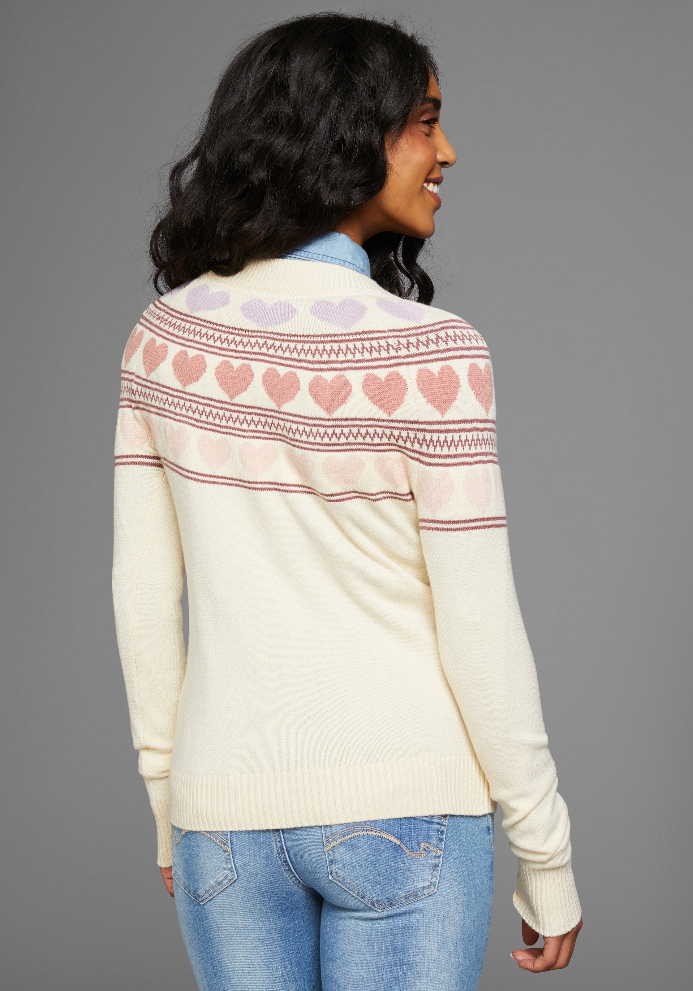 KangaROOS Norwegerpullover, mit Herzen günstig online kaufen