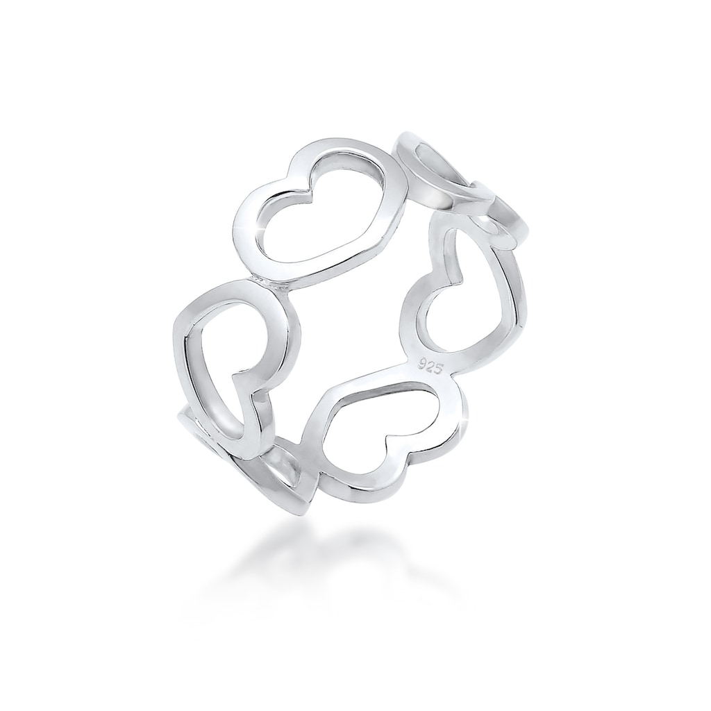 Elli Fingerring »Bandring Herzen Symbol Cut-Out Trend 925er Silber«