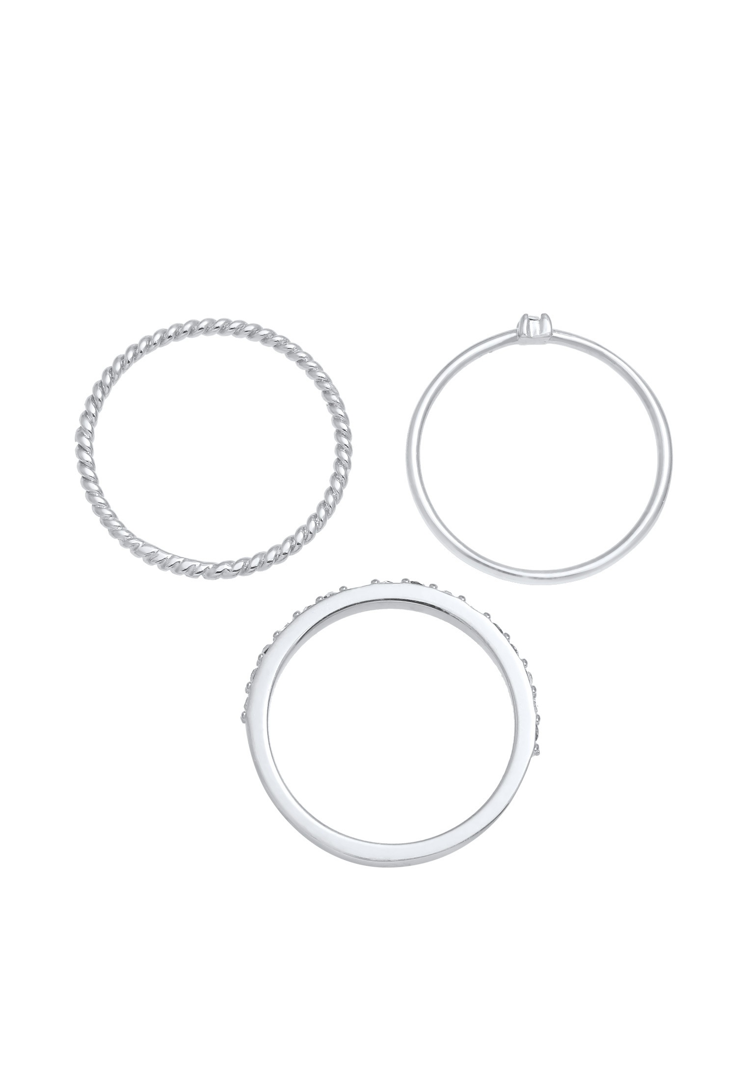 ELLI Solitaire Ring Set Silver Size 56 2