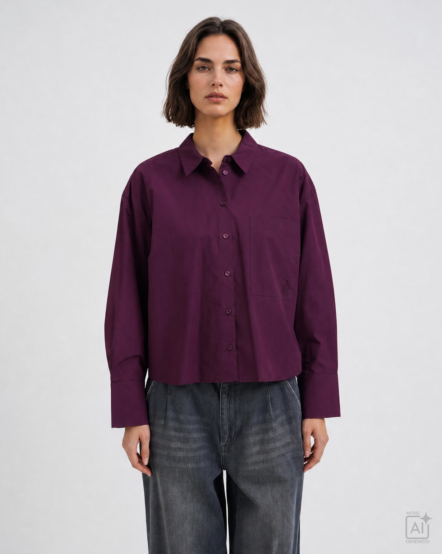 Smith & Soul Hemdbluse mit Logostickerei, Kellerfalte