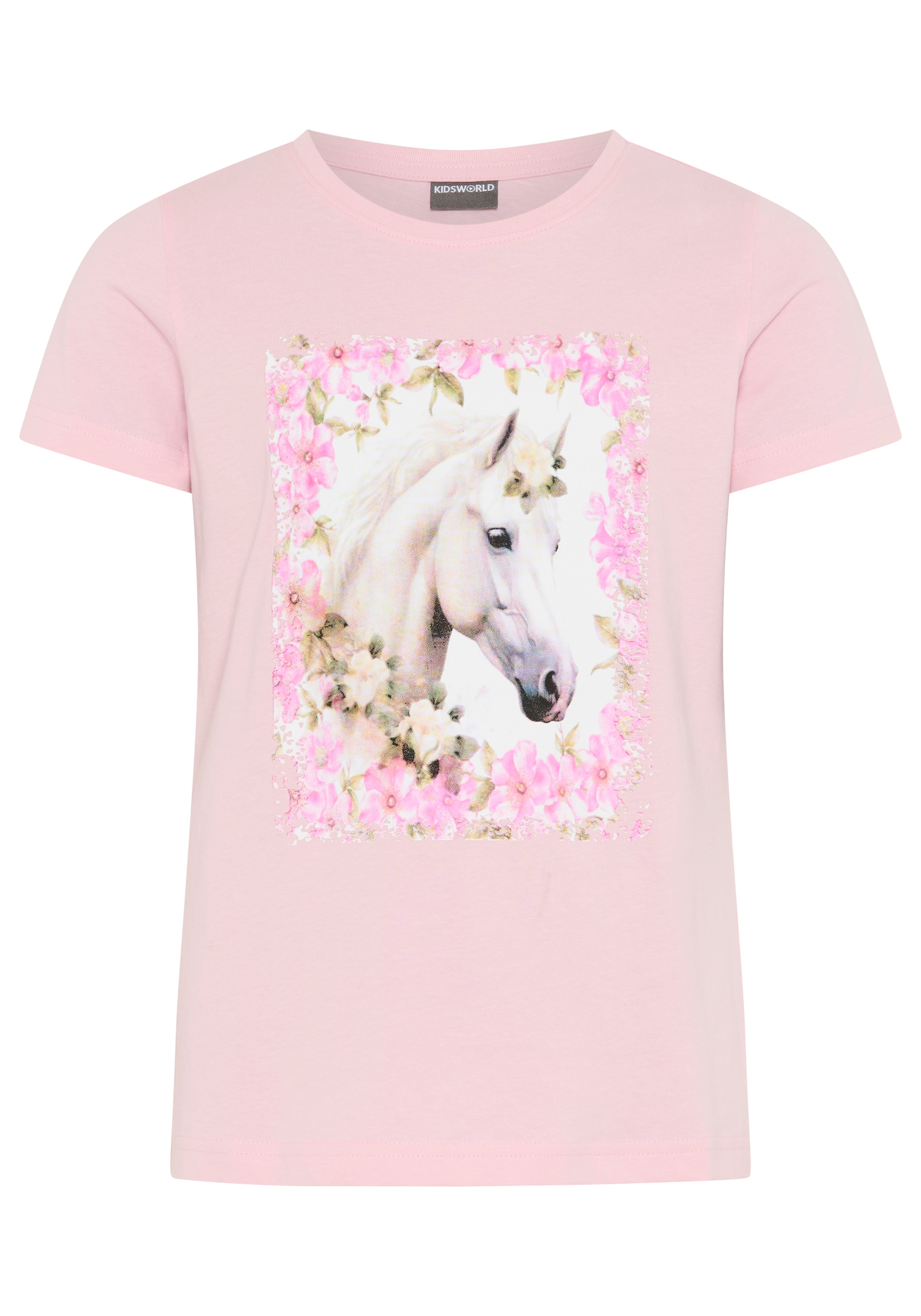 KIDSWORLD T-Shirt »Süßer Pferde-Fotodruck« für Mädchen, Kurzarm, mit Rundhalsausschnitt, mit coolem Druck