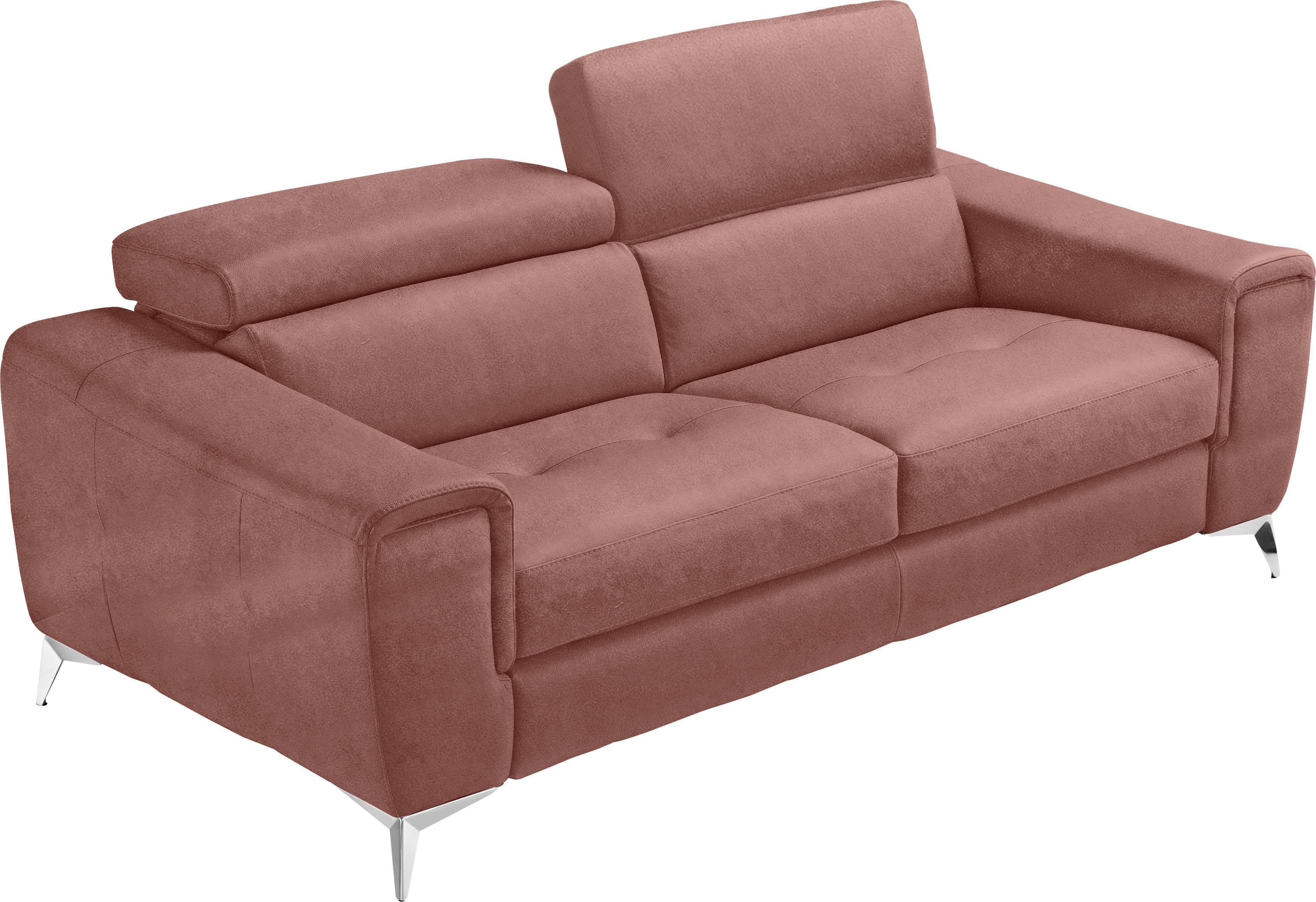 Egoitaliano Schlafsofa "Francine Designsofa, Loungesofa mit Dauerschlaffunktion, Breite 233 cm" mit Bettfunktion, Luxus-Microfaser BLUSH, cedar wood, Fußfarbe chrom