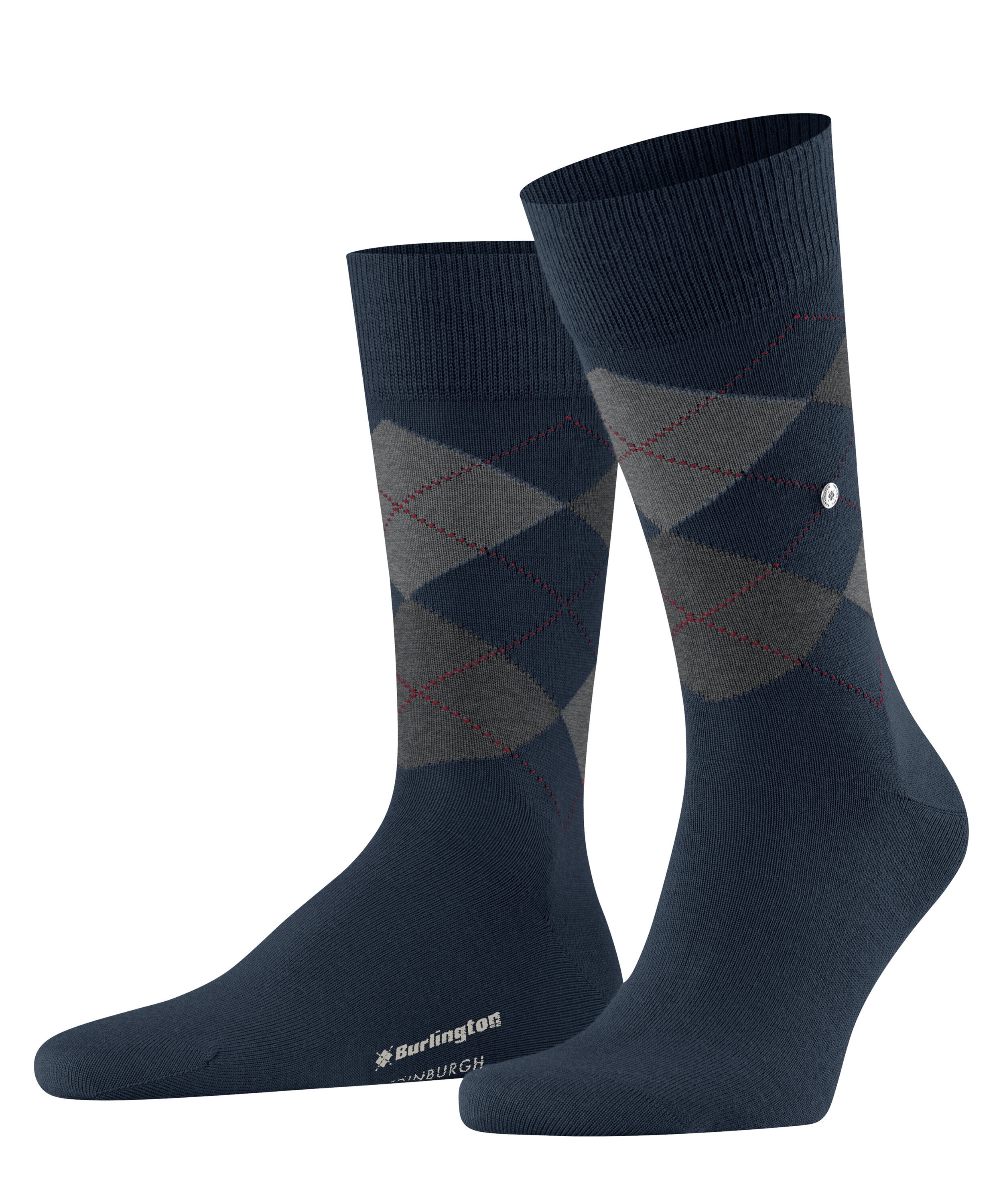 Burlington Socken "Edinburgh" Einheitsgröße 40-46, klassisches Argyle-Muster, wärmende Wollmischung