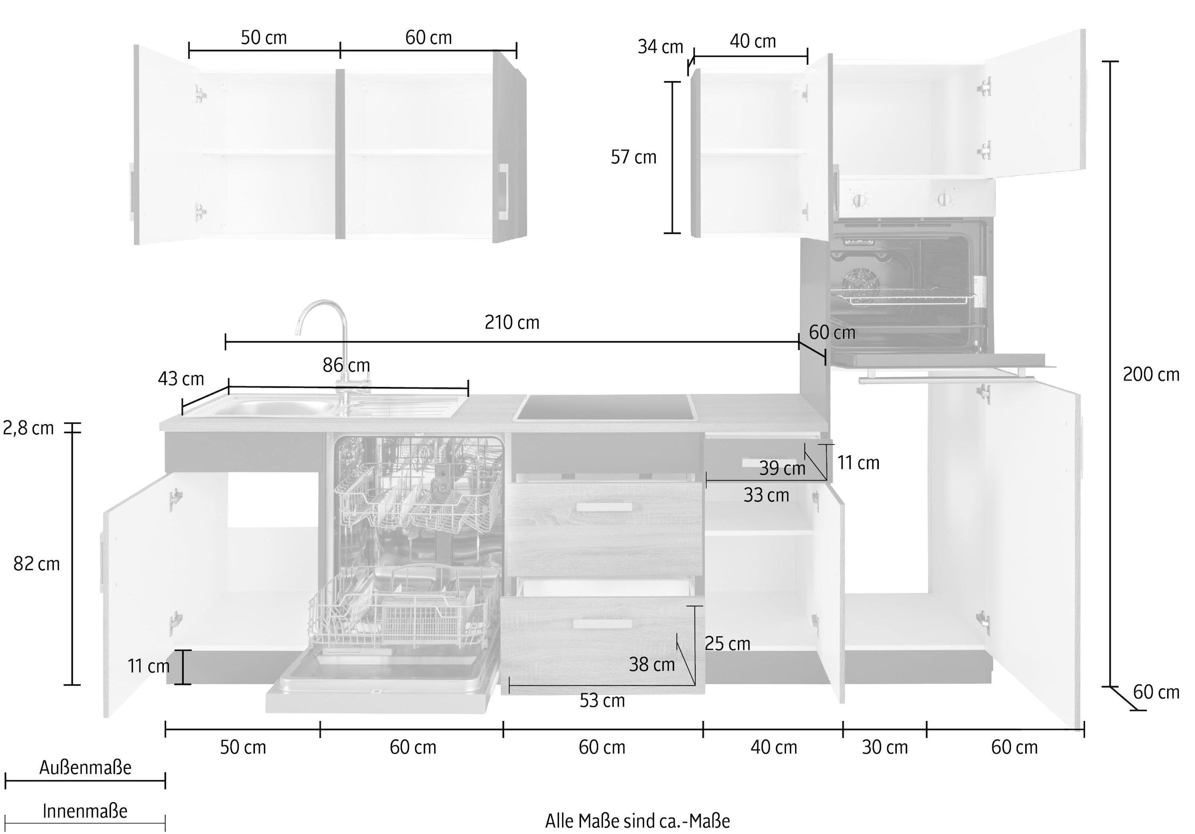 KOCHSTATION Küchenzeile »KS-Gera«, mit E-Geräten, Breite 270 cm