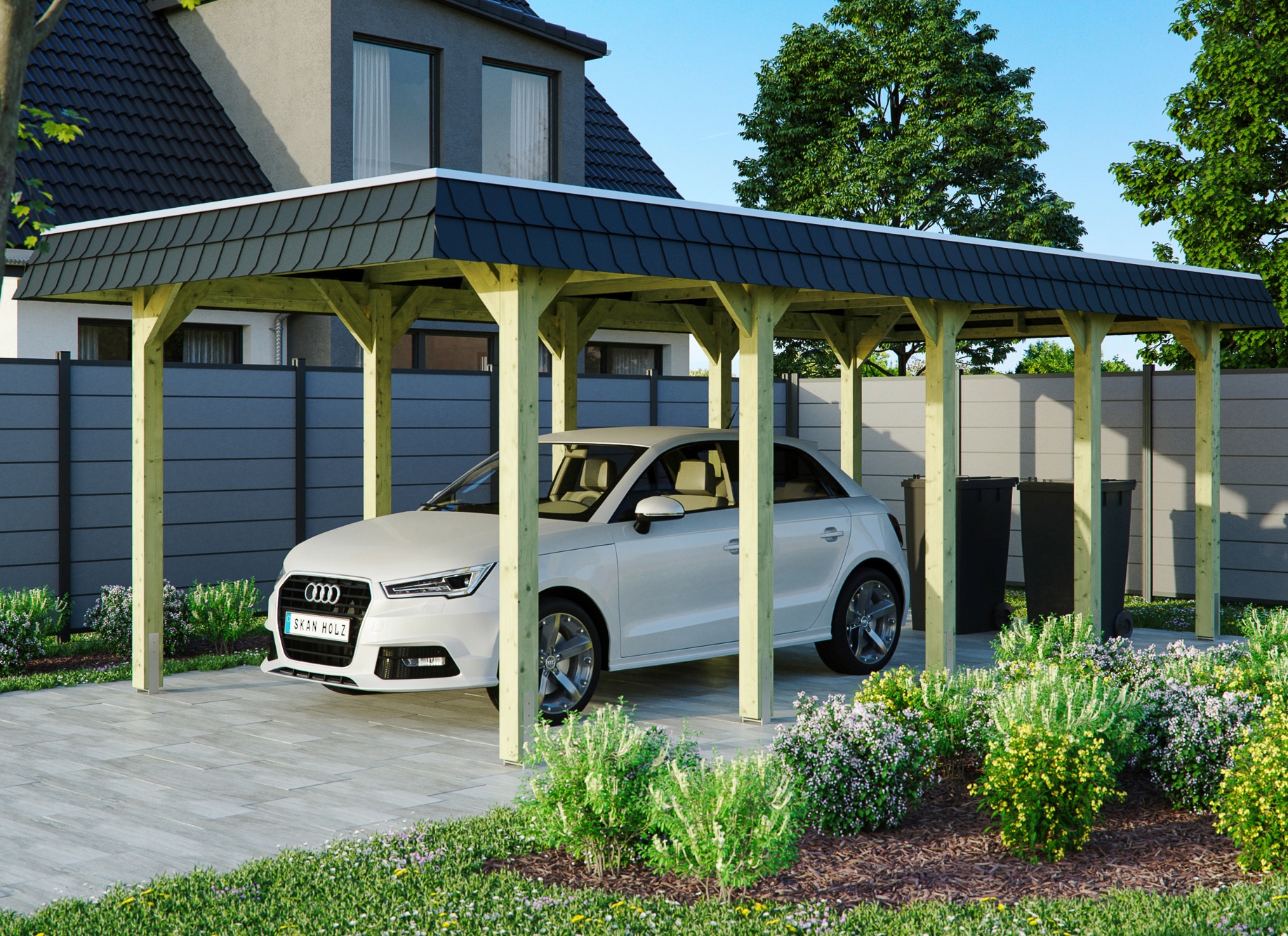 Skanholz Einzelcarport "Spreewald" Massivholz 285 cm grün