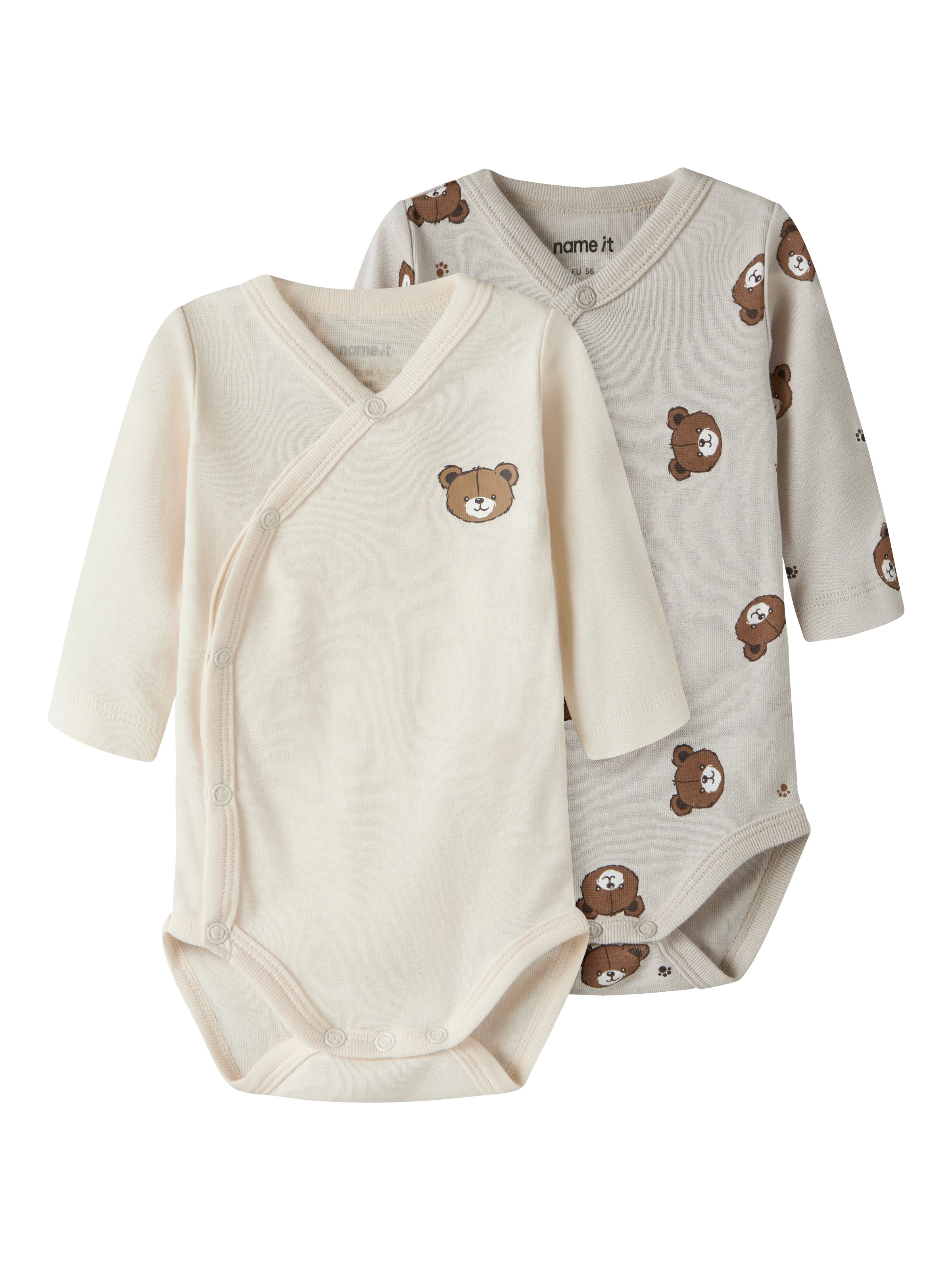 Name It Langarmwickelbody »NBNBODY 2P LS WRAP PUMICE BEAR« Packung, 2 tlg.