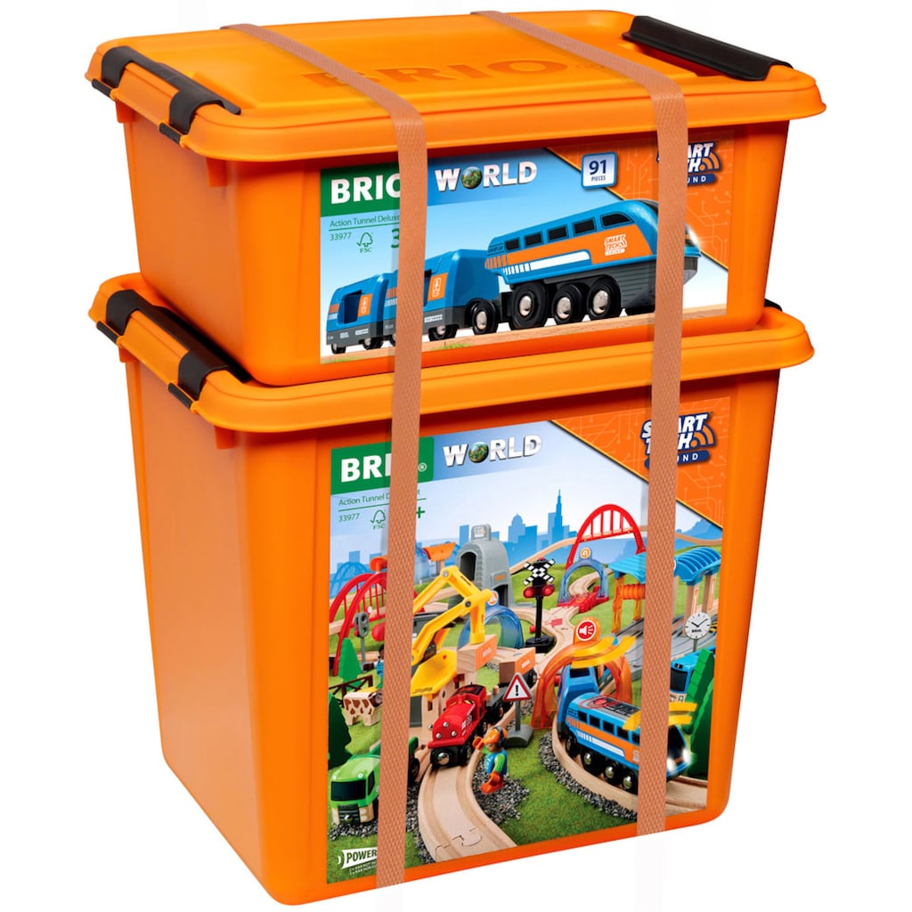 BRIO® Spielzeug-Eisenbahn »BRIO® WORLD, Smart Tech Sound Deluxe Set«, (Set, 91 tlg.)