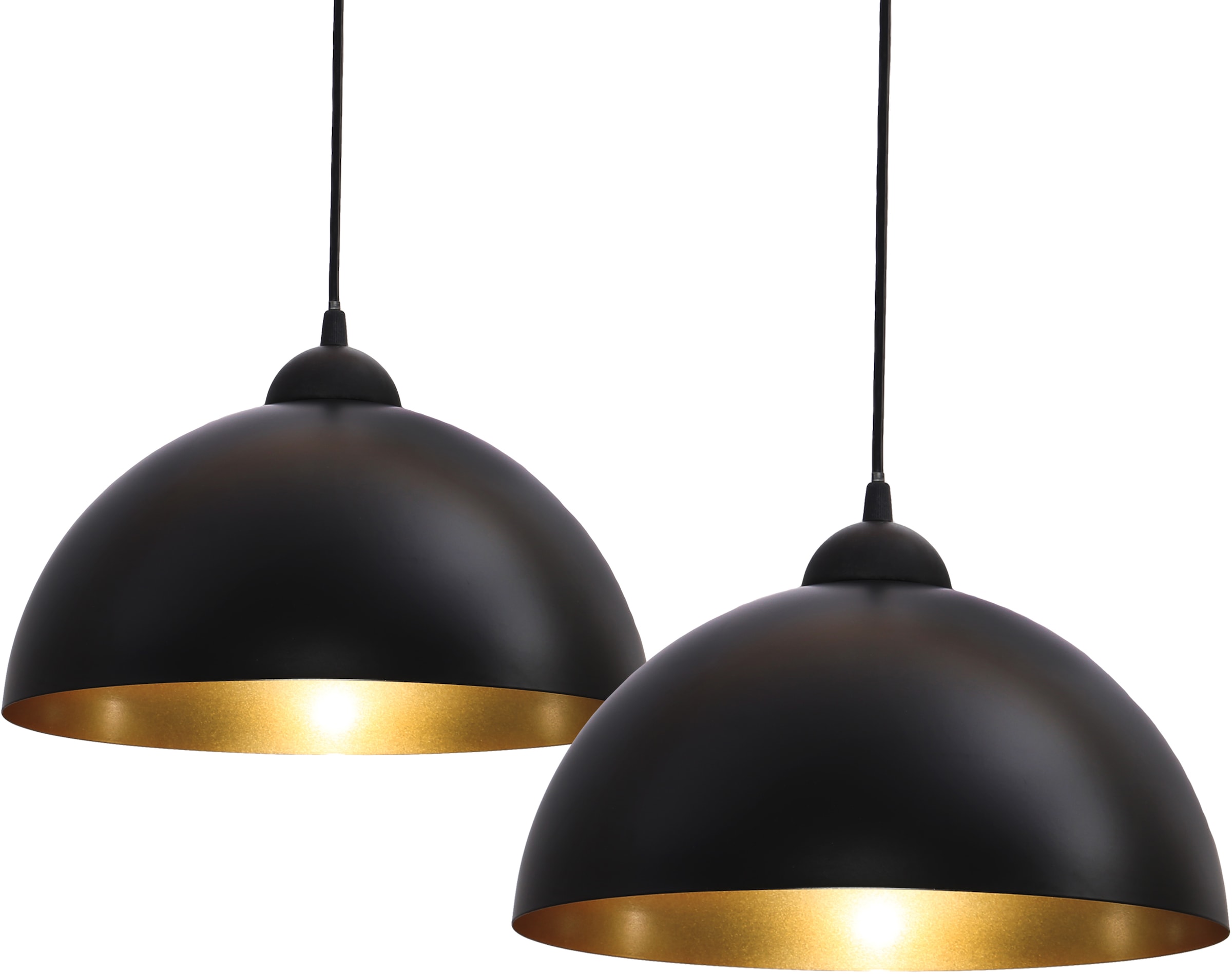 Hängelampe, Retro 2er Ohne flammig-flammig, E27 Ø30cm, Set, (max.60W), B.K.Licht Pendelleuchte BAUR Pendellampe, Schwarz-Gold 2 Fassung«, »BK_PL1093 Leuchtmittel |