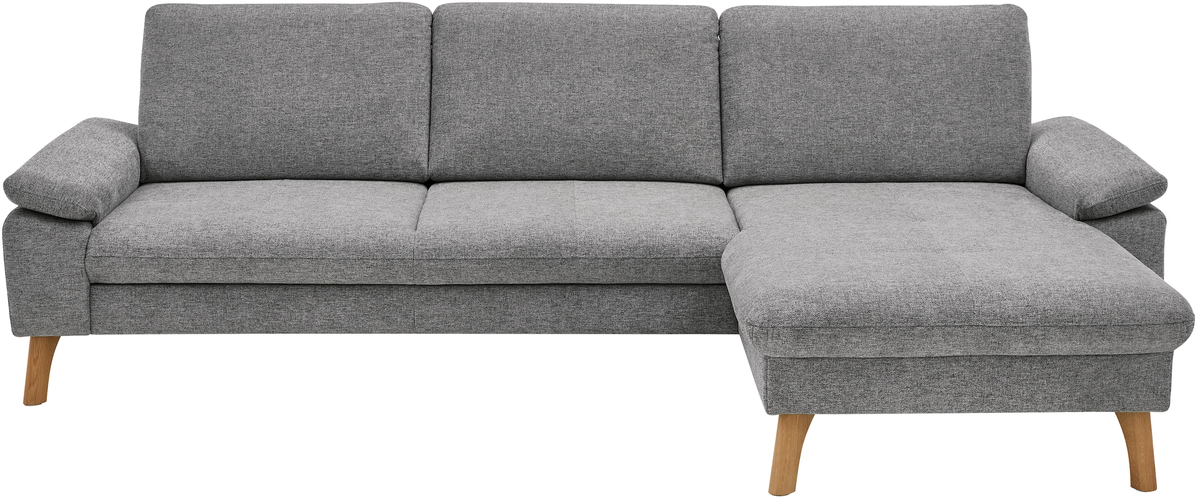 Die PlanBar Ecksofa "PP-LA24075 L-Form, Breite 286 cm" opt. mit Kopfstützen, Schlaffunktion, mot. Ottomane, Sitztiefenverst.