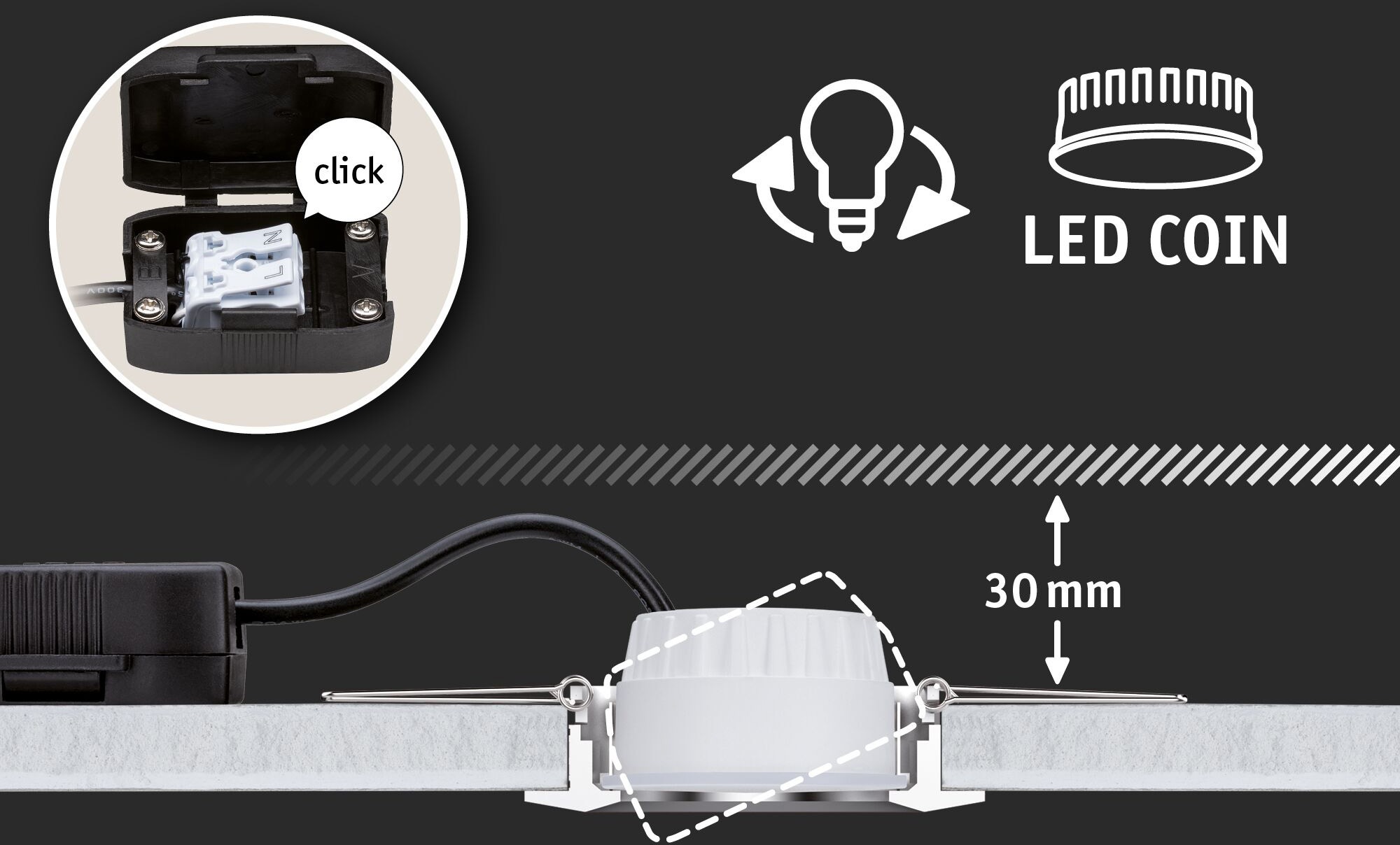 Paulmann LED Bad-Einbauleuchte »Gil«, 3er-Set, Schutzart IP44, 3-Stufen-dimmbar, Ø 6,8 cm, inkl. LED Leuchtmittel