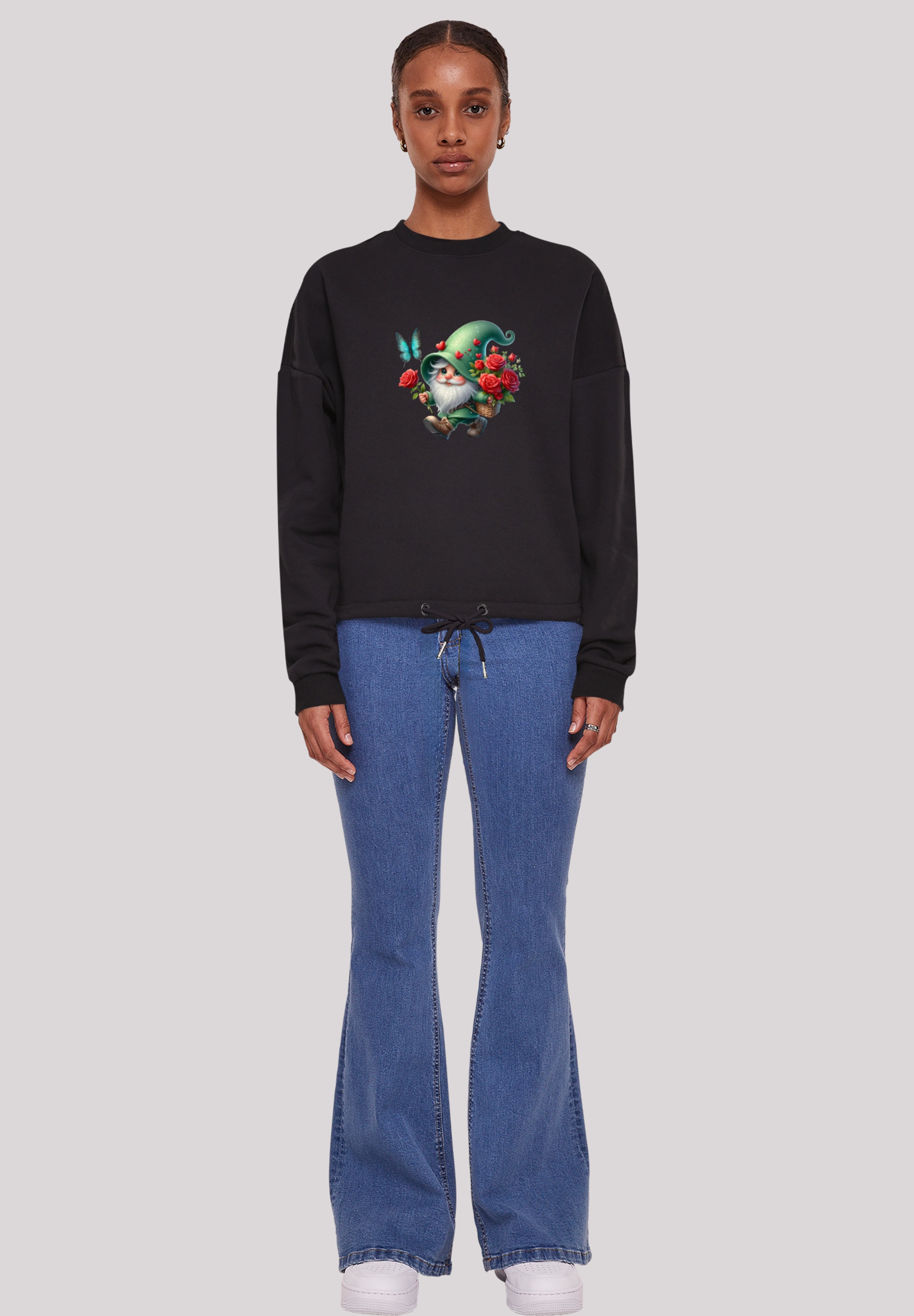 F4NT4STIC Sweatshirt »Gnom Frühling Blumen Schmetterling«, Premium Qualität