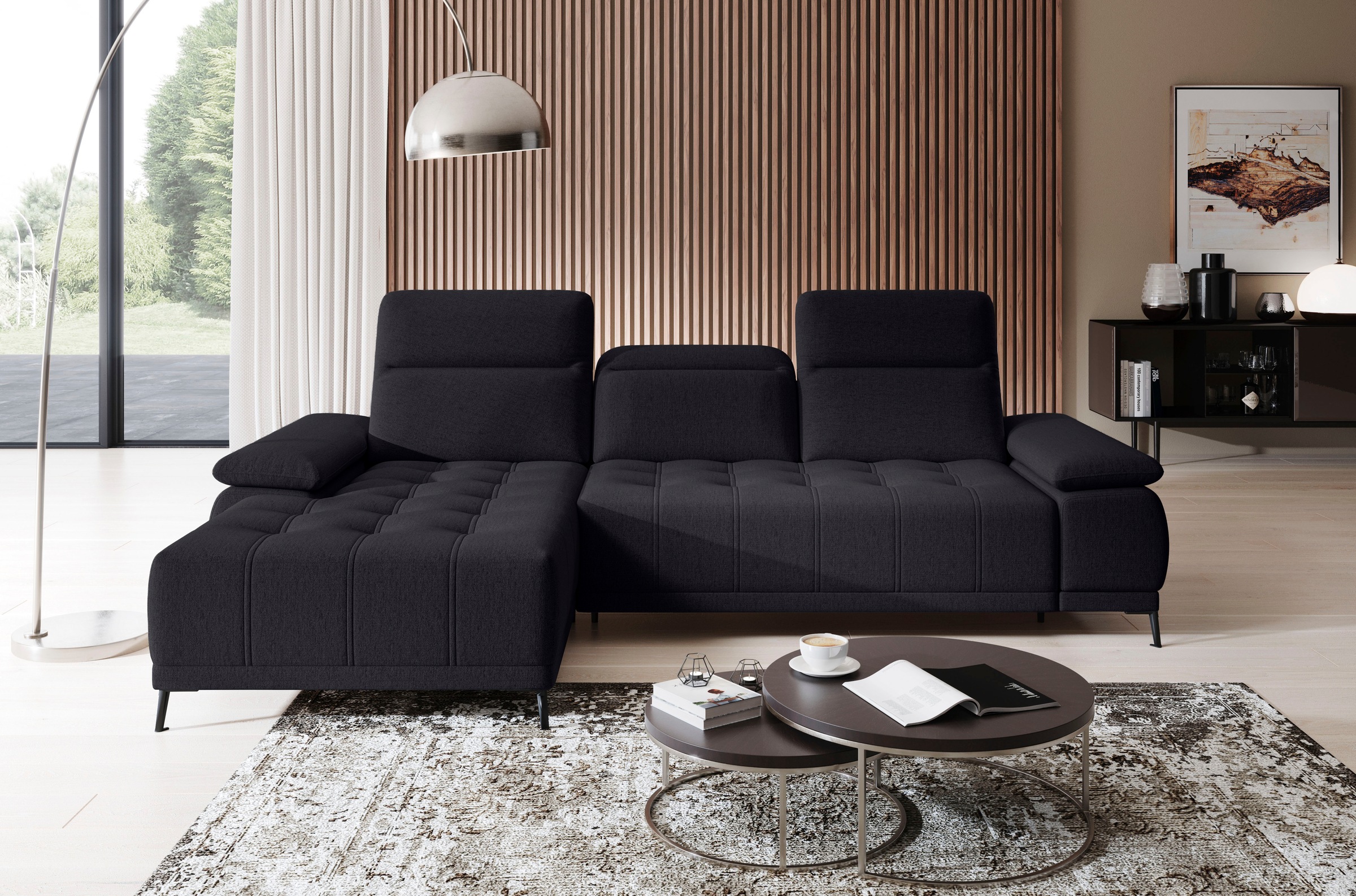 WERK2 Ecksofa "Focus-S 277 x 177 cm modern und bequem" Luxus-Microfaser weich, L-Form, XXL, elektrische Sitztiefenverstellung