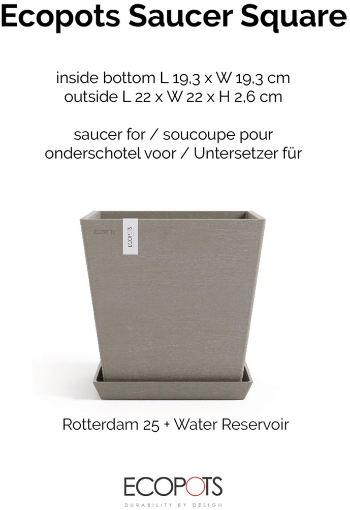 ECOPOTS Topfuntersetzer »Quadratisch 20 Taupe« für innen und außen: frostsicher, bruchsicher und lichtbeständig