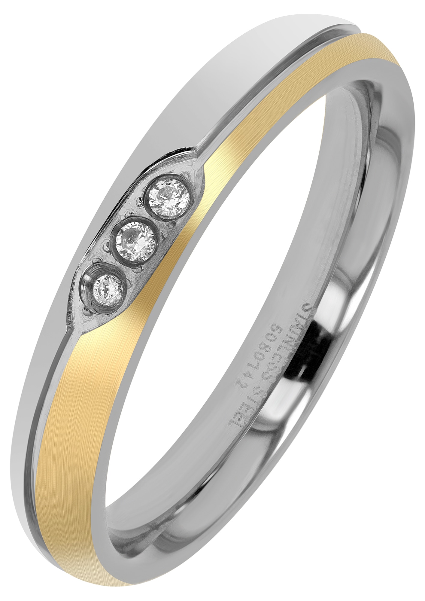 Fingerring ADELIA´S "Damen Ring aus Edelstahl mit Strass Steinchen" Gr. 60, gold, Fingerringe, Damen, 60, Edelstahl, Fingerring 9