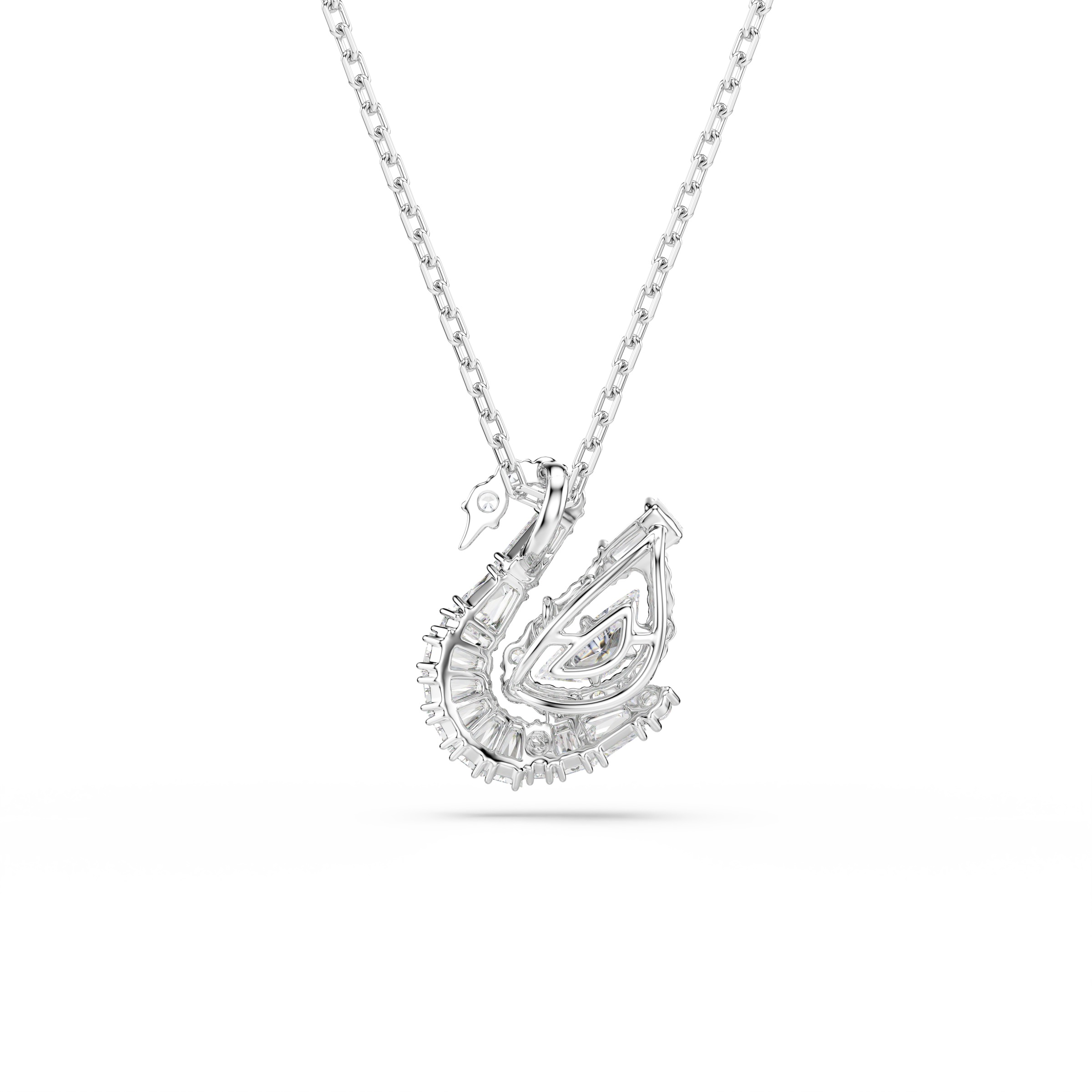Kette mit Anhänger SWAROVSKI "Schmuck Geschenk Schwan Halskette", silber (metallfarben, kristallweiß), Halsketten, Damen, Metall, mit Swarovski Kristall, Swarovski Zirkonia (synth.) 4