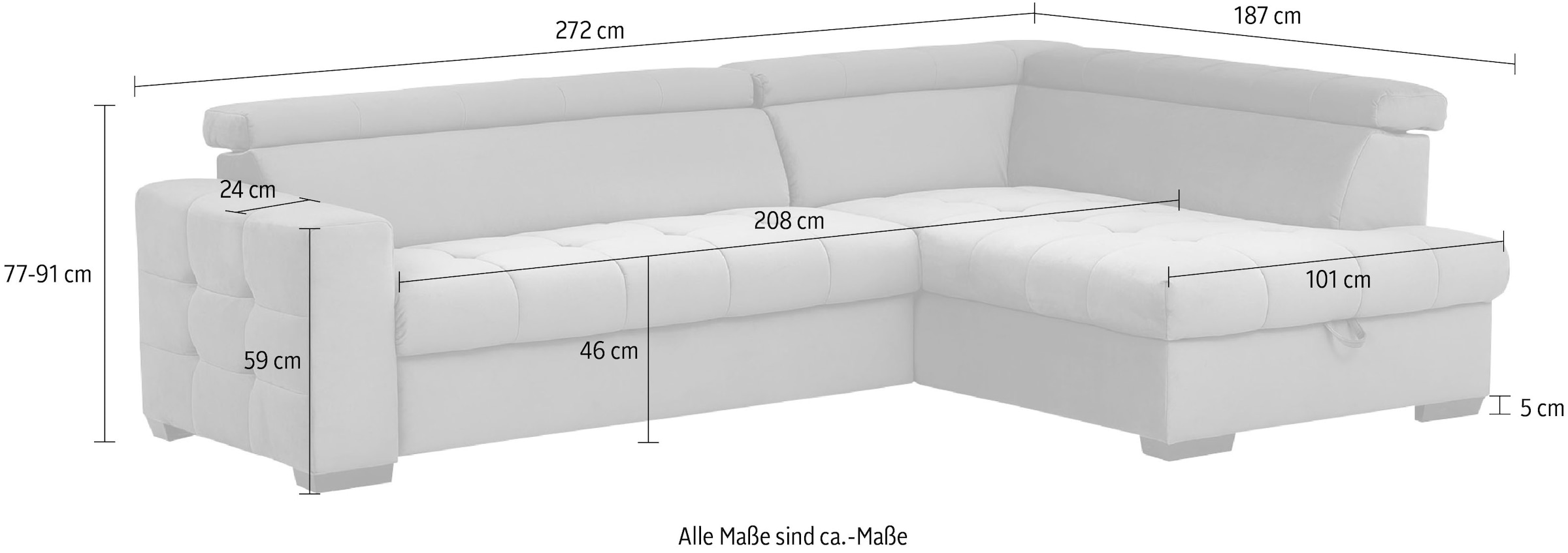 exxpo - sofa fashion Ecksofa »Otusso«, Steppung im Sitzbereich, Wahlweise  mit Bettfunktion und Bettkasten bestellen | BAUR