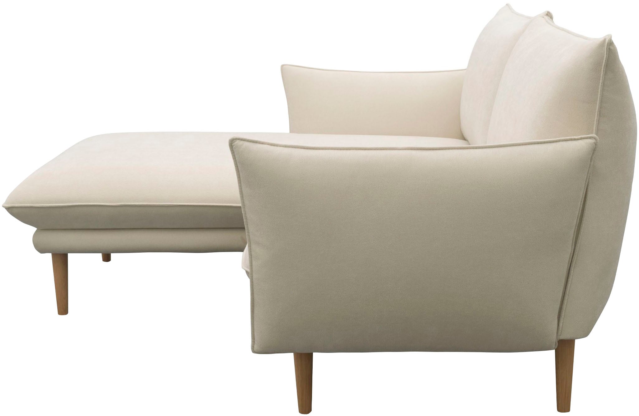 DOMO collection Ecksofa »100 032 kompakte Stellmaße, Breite 200cm, schmale Armlehnen, L-Form«, bodenfrei, 19cm hohe Holzfüße