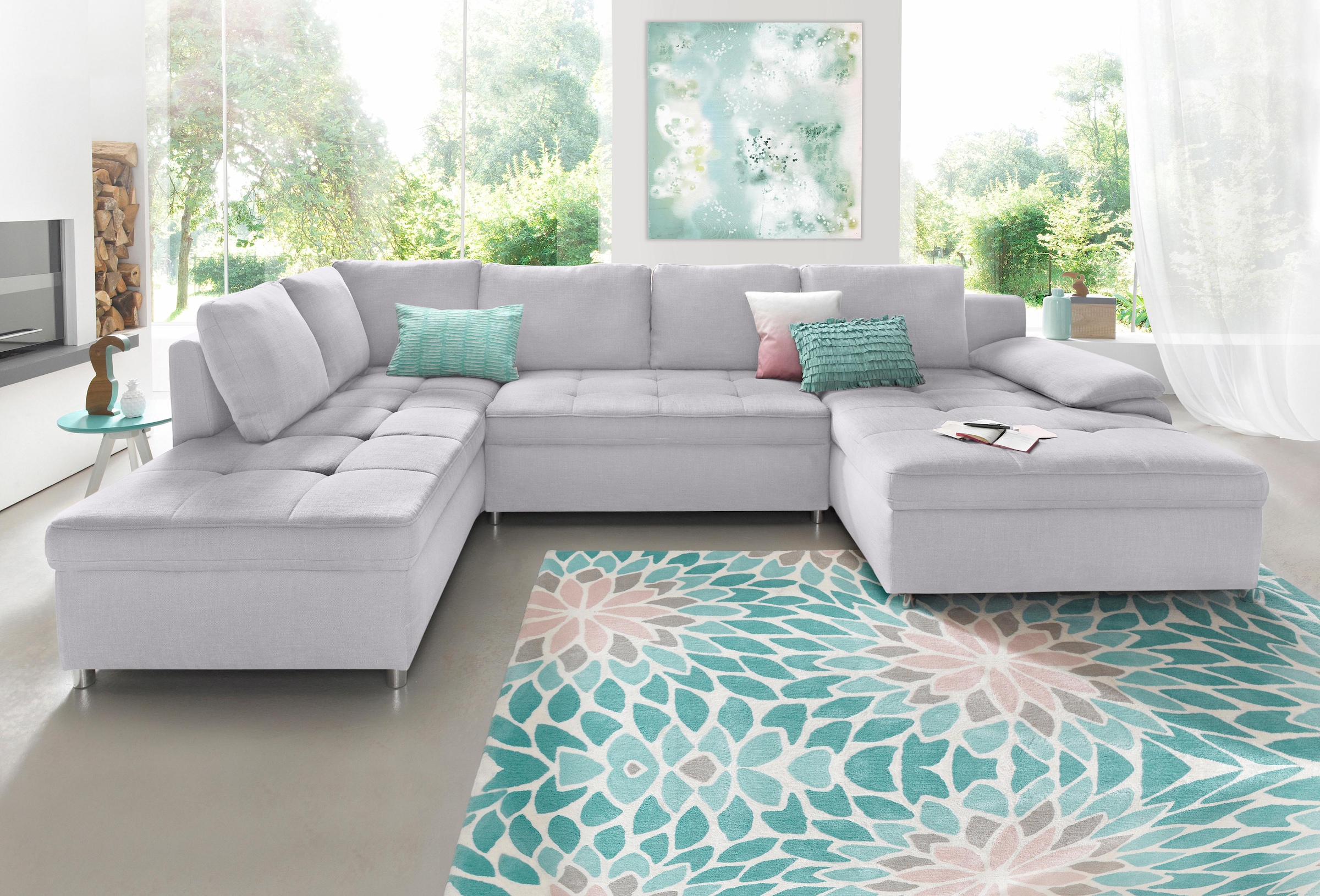 Home affaire Wohnlandschaft "Labene U-Form" wahlweise mit Bettfunktion und günstig online kaufen