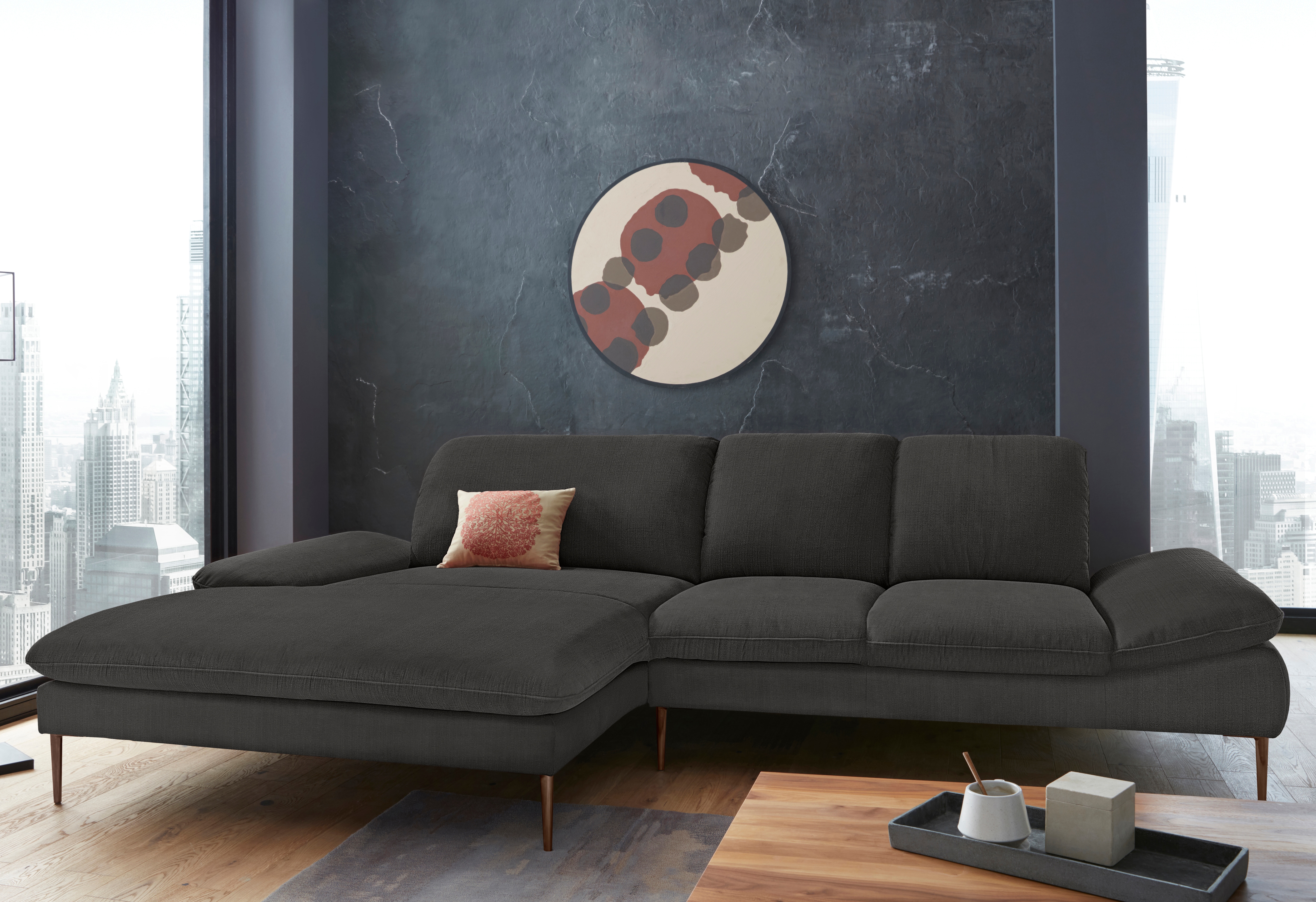 W.SCHILLIG Ecksofa "enjoy&MORE, Designsofa, bequem, zeitlos und elegant, L-Form" Sitztiefenverstellung, Füße bronze pulverbeschichtet, Breite 310 cm