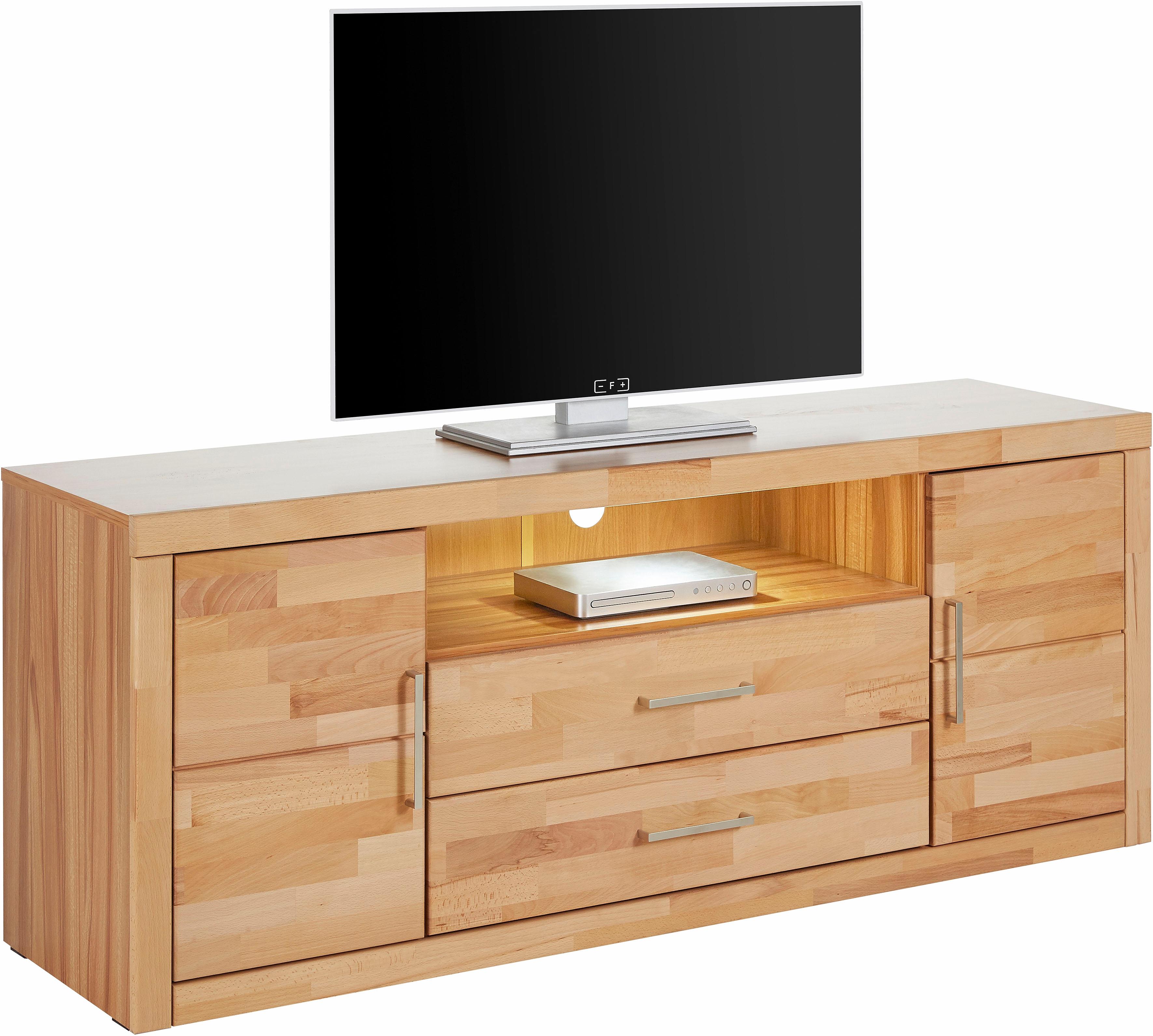 Thumbnail - Home affaire Lowboard "Logo,160cm breit,42 cm tief, Fronten Massivholz, Kabeldurchführung", Korpus Holzwerkstoff,62 cm h...