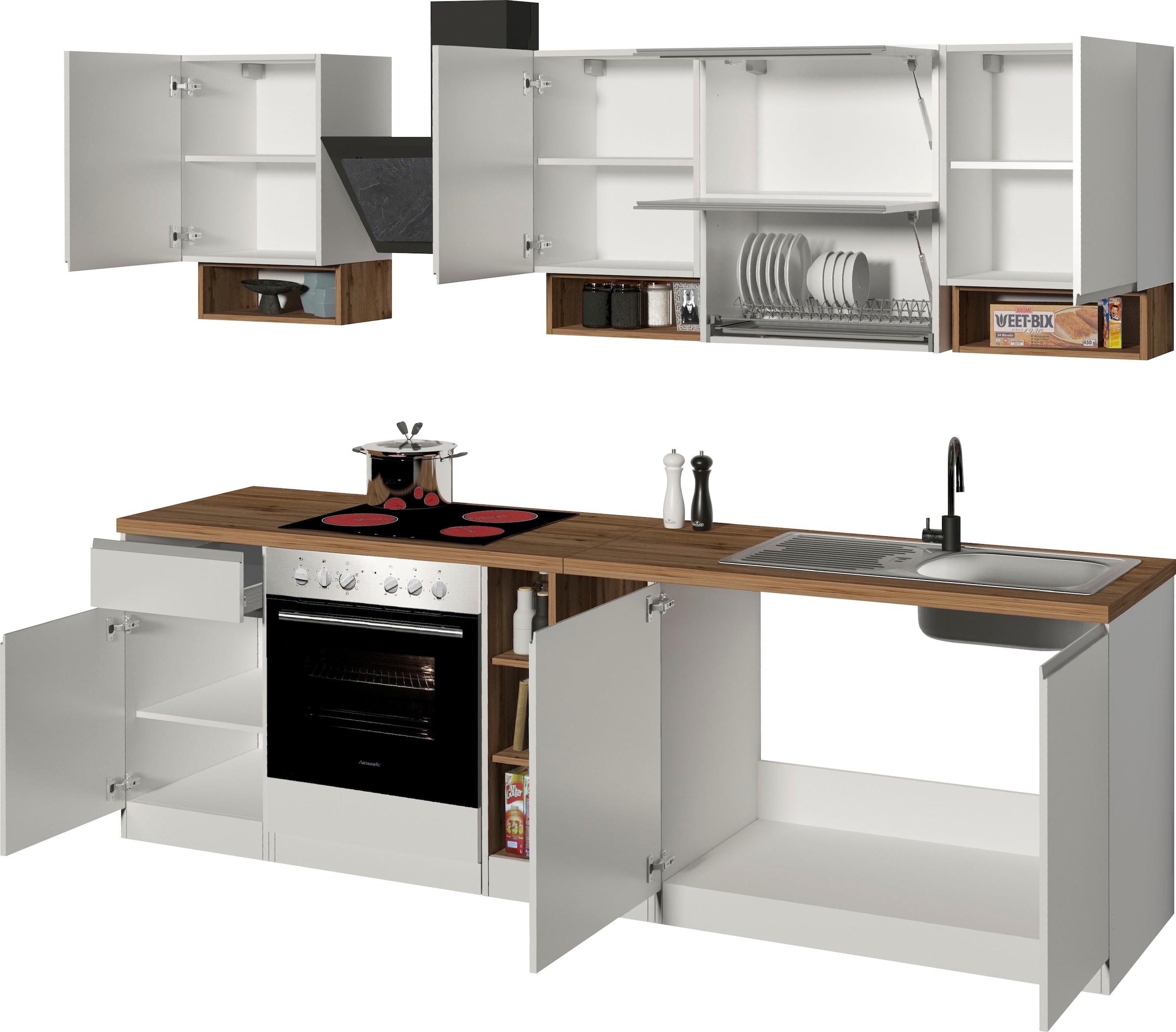 KOCHSTATION Küchenzeile »KS-Sole«, Breite 256 cm, mit Geschirr-Abtropfschrank, ohne E-Geräte