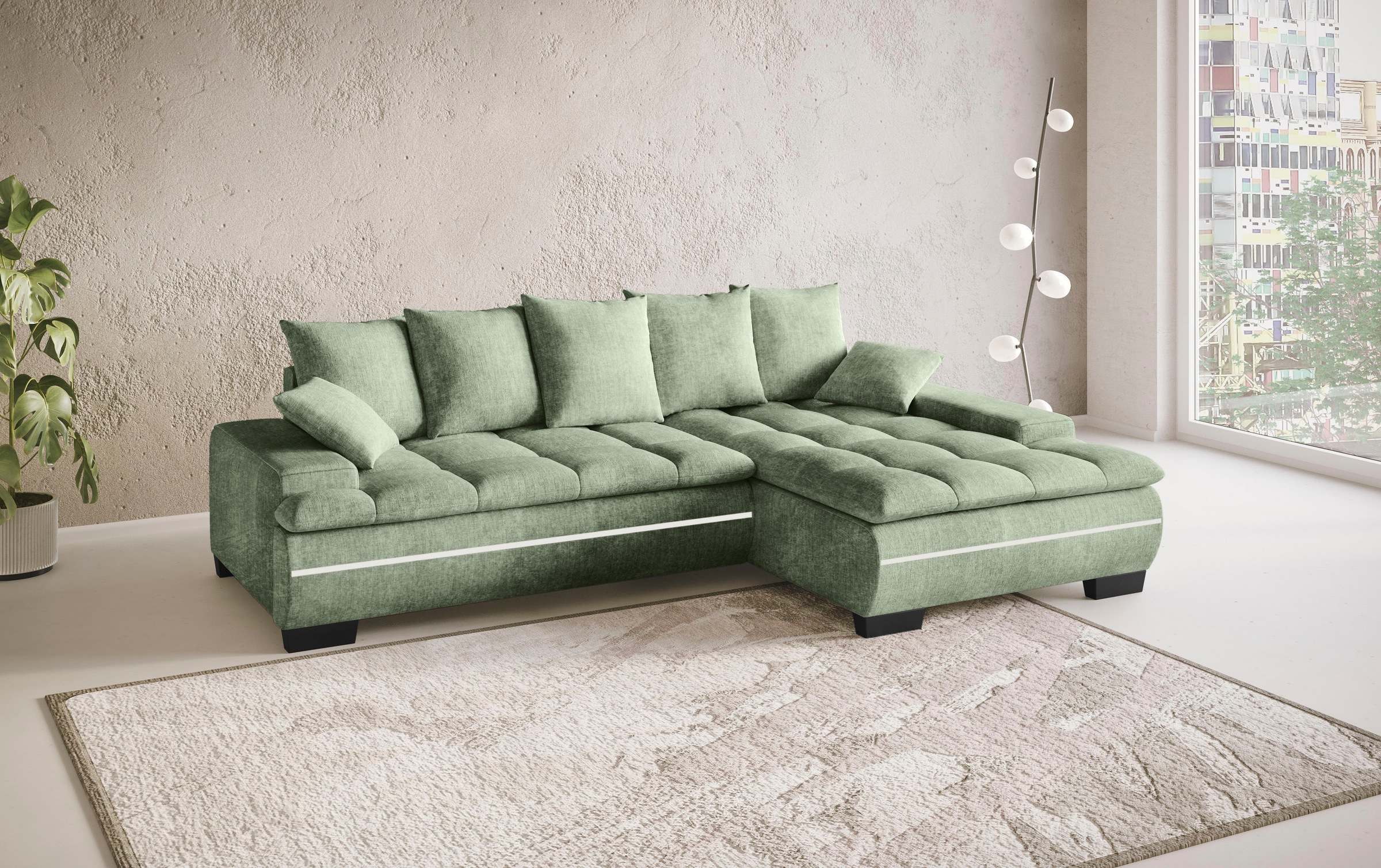 Mr. Couch Ecksofa »Haiti II, L-Form«, RGB-LED Beleuchtung, Kaltschaum, wahlweise mit Bett, Bettkasten