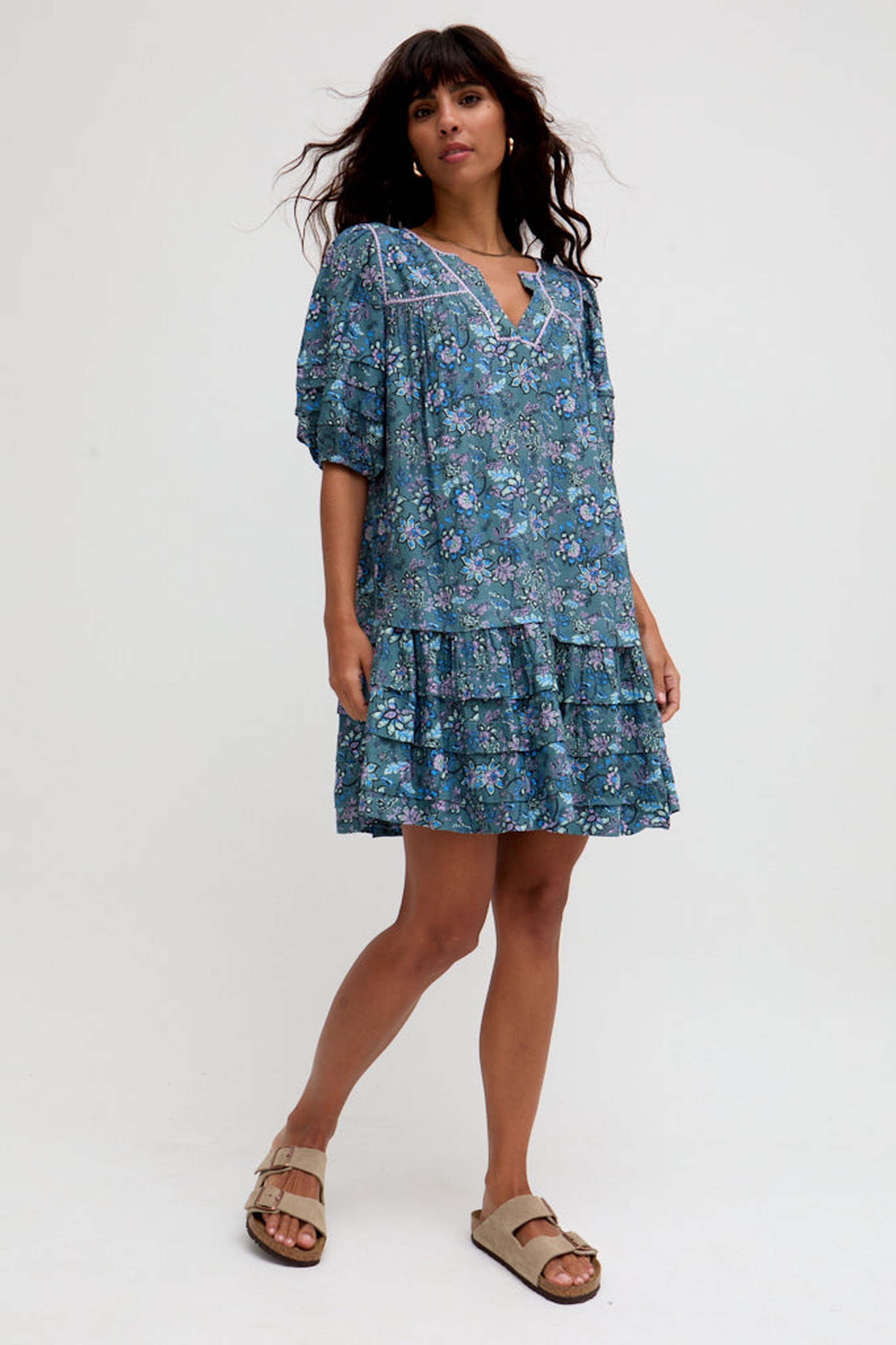 RAFFYA Midikleid »Grace Tiered Hem Floral Printed Mini Dress Damen«