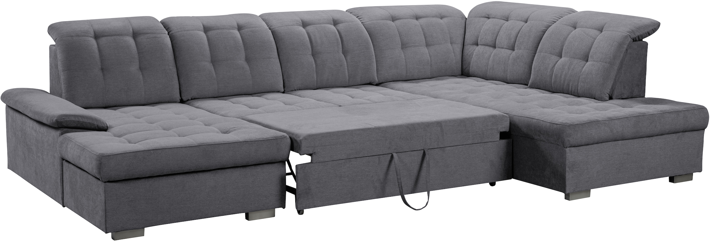 WERK2 Wohnlandschaft »Kordula-New Multifunktion Couch, Breite 332cm, U-Form« Sofa in U-Form mit Schlaffunktion & Bettkasten, Schlafcouch