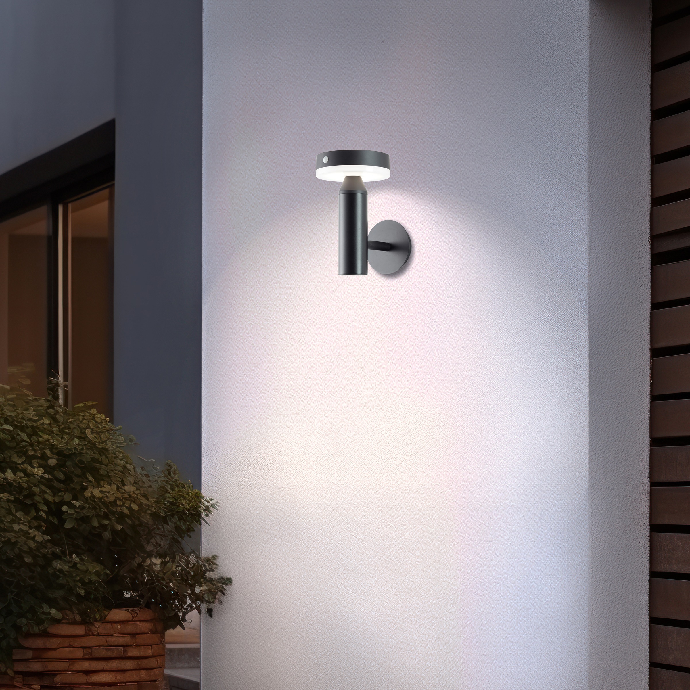 Brilliant LED Außen-Wandleuchte »Magua«, 1 flammig, LED Außenwandlampe mit Solar, 20 cm, 350 lm, 4000 K, Metall, schwarz