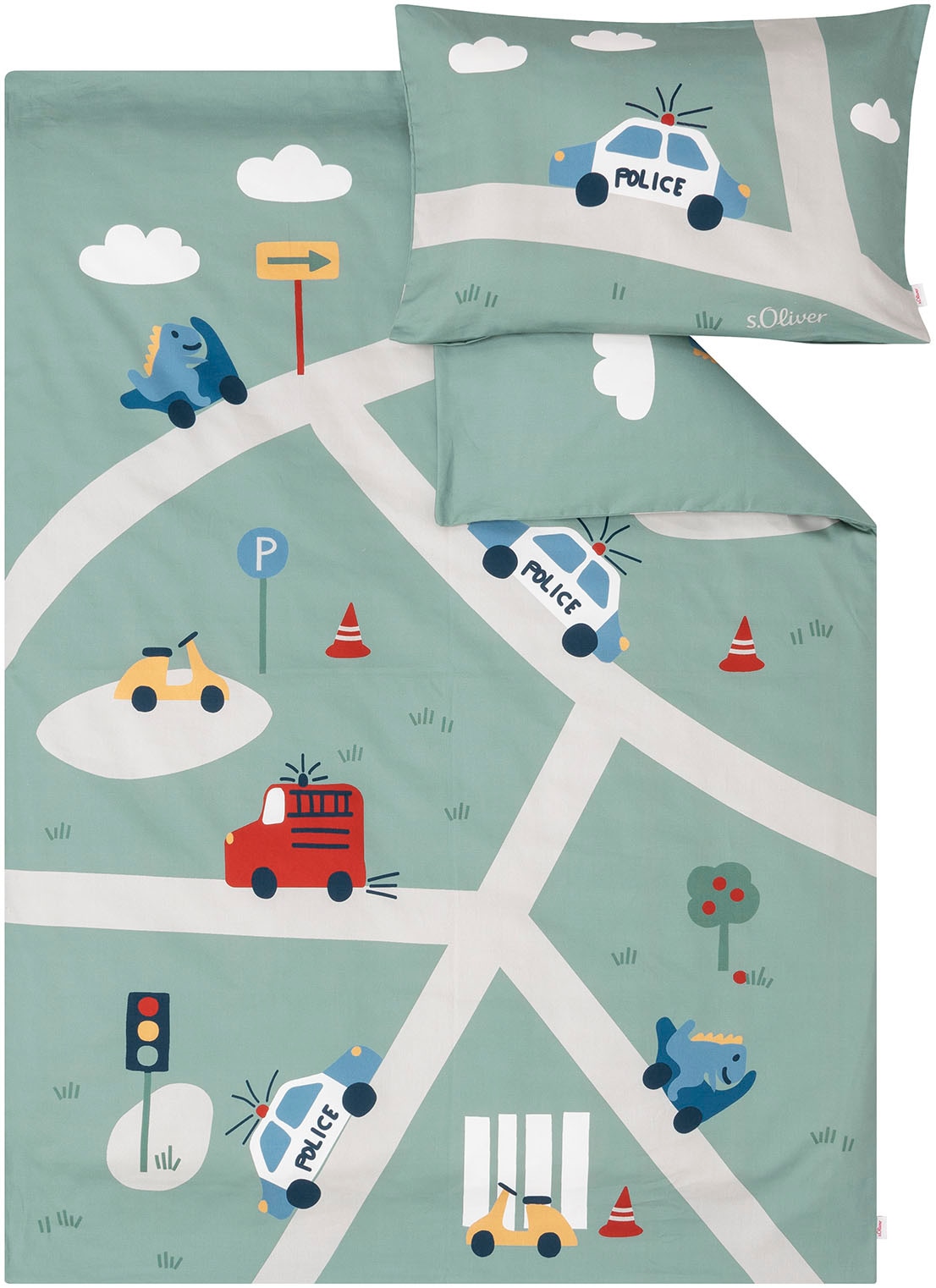 s.Oliver Kinderbettwäsche "Satinbettwäsche s.Oliver Junior Straßen" 2 Stk. günstig online kaufen