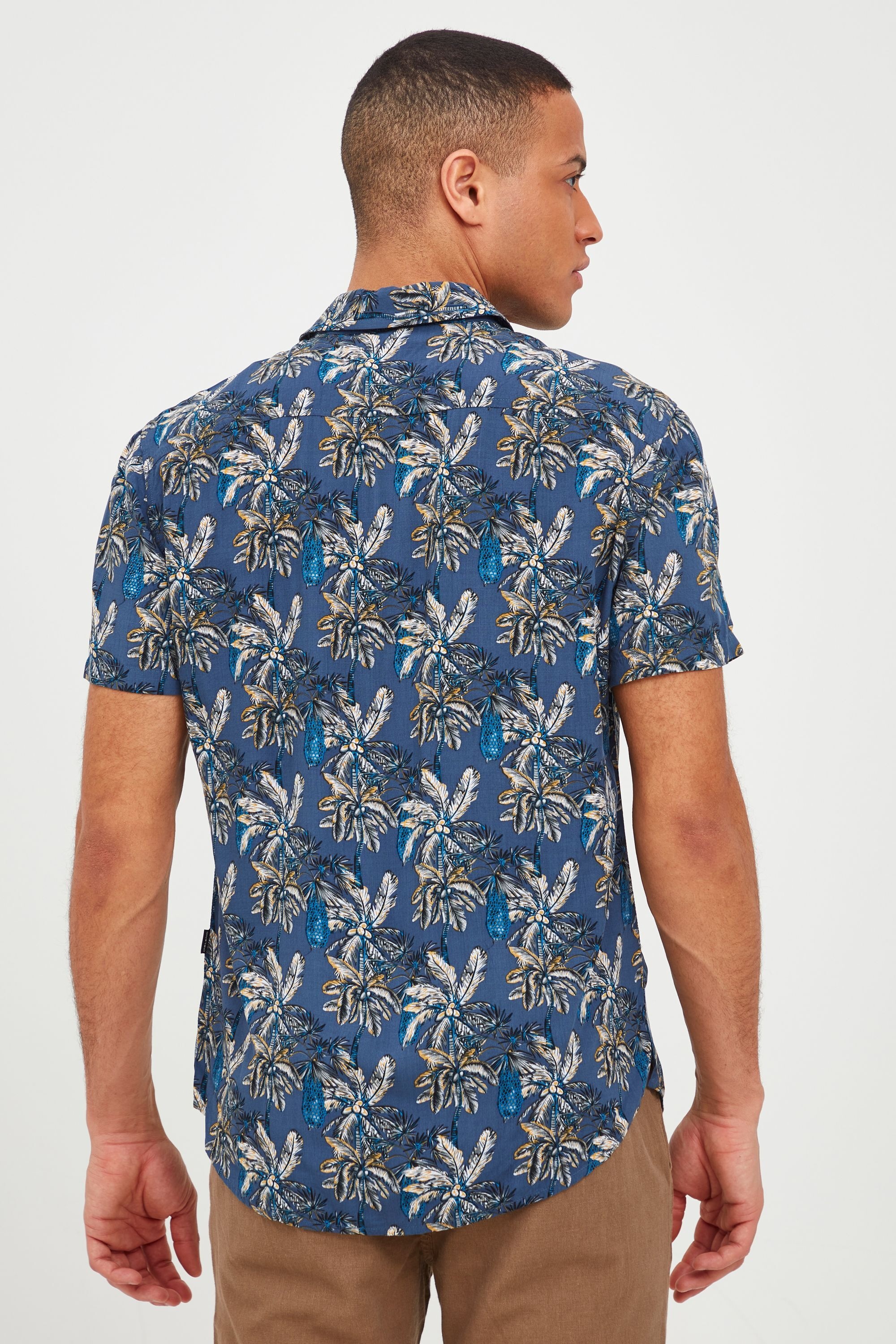 Kurzarmshirt BLEND "Kurzarmhemd BHShirt", Herren, Gr. M, blau (schwarz denim), Obermaterial: 100% Viskose CV., Hemden 6