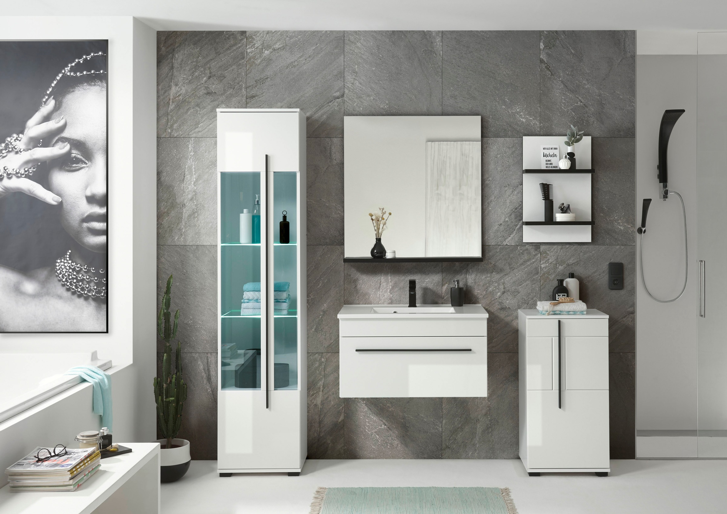 INOSIGN Wandregal »Cantara, Badregal in Hochglanz Weiß, Wandboard im modernen Design«, ausreichend Stauraum