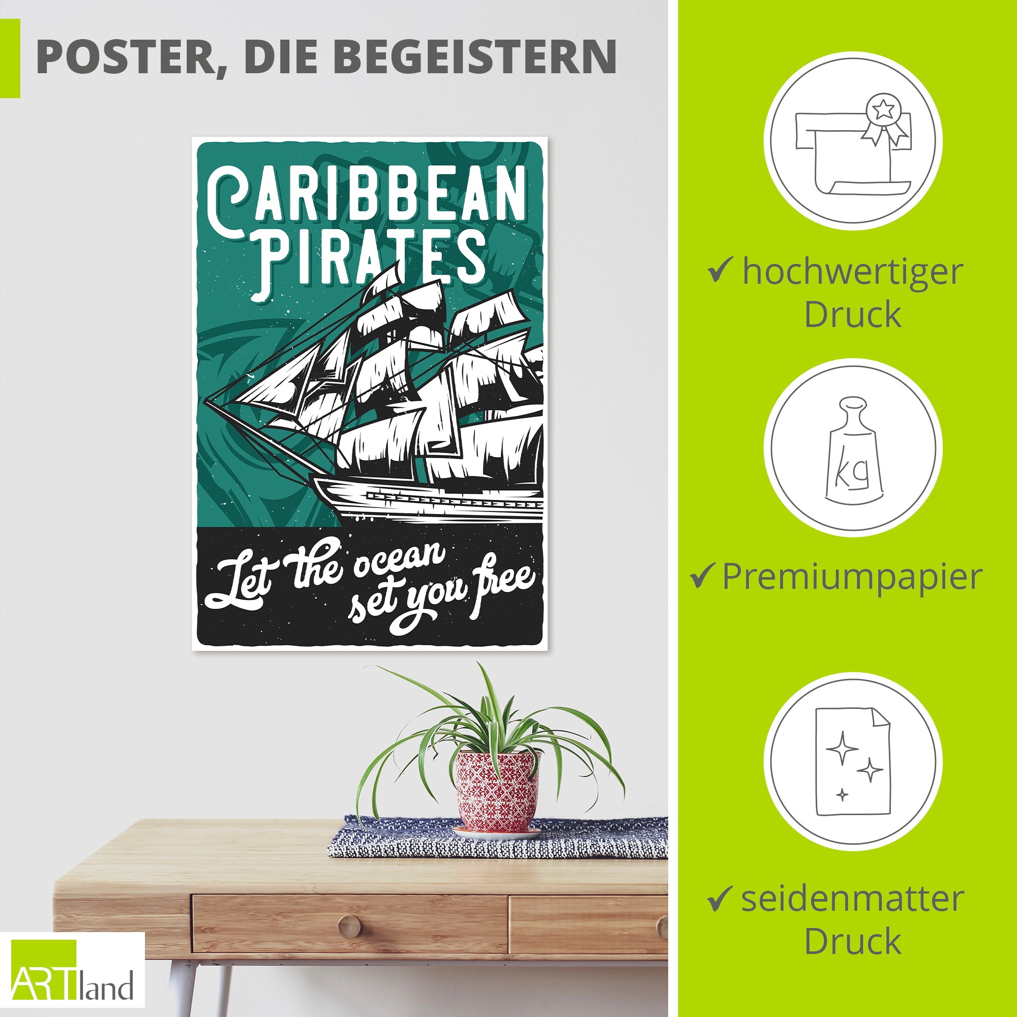 Artland Wandbild »Piratenschiff« 1 Stk. tlg. als Alubild, Leinwandbild, Poster, Wandaufkleber in verschied. Größen