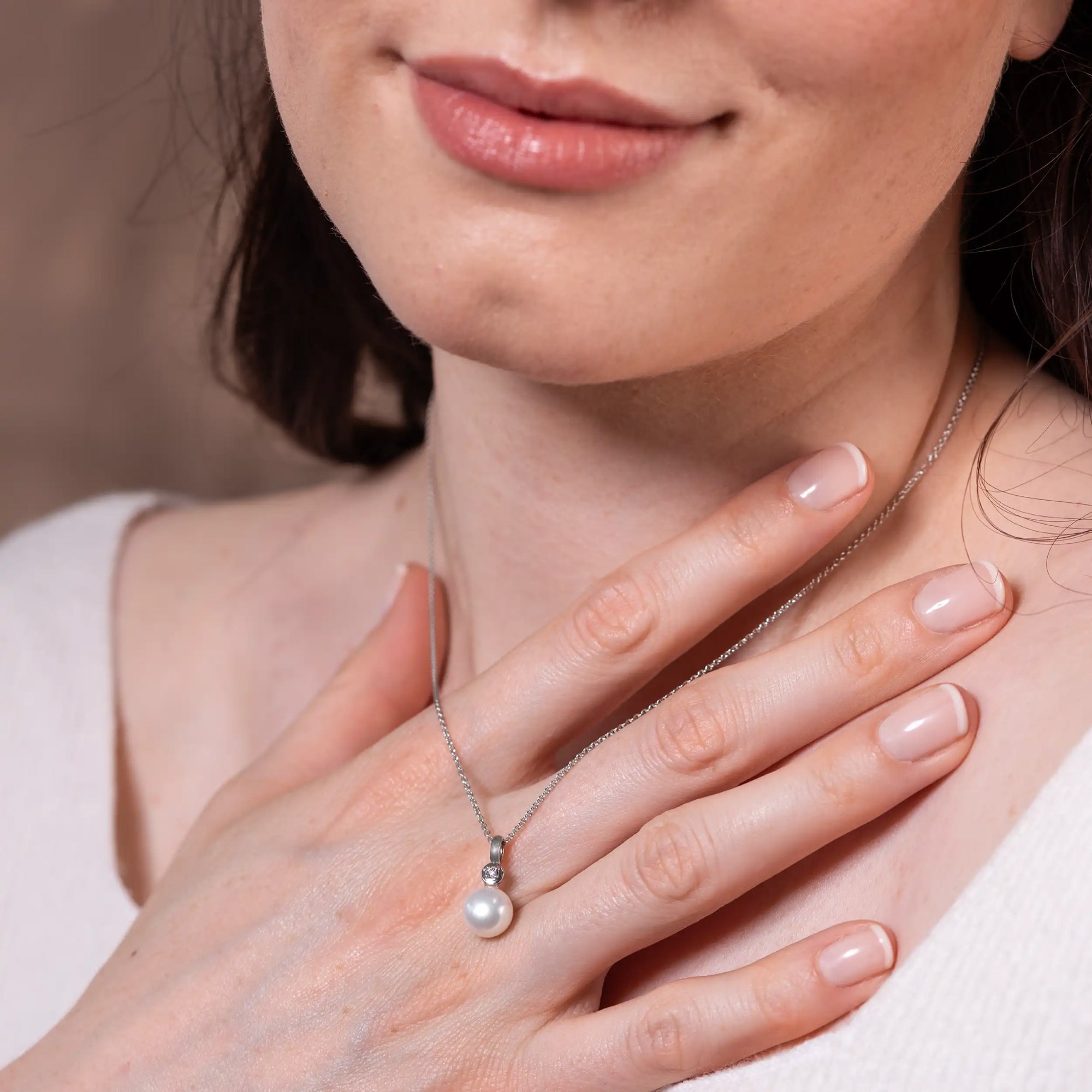 LYOMI Kette mit Anhänger »585/- Weißgold 1 synth. Diam. 0,02ct.«