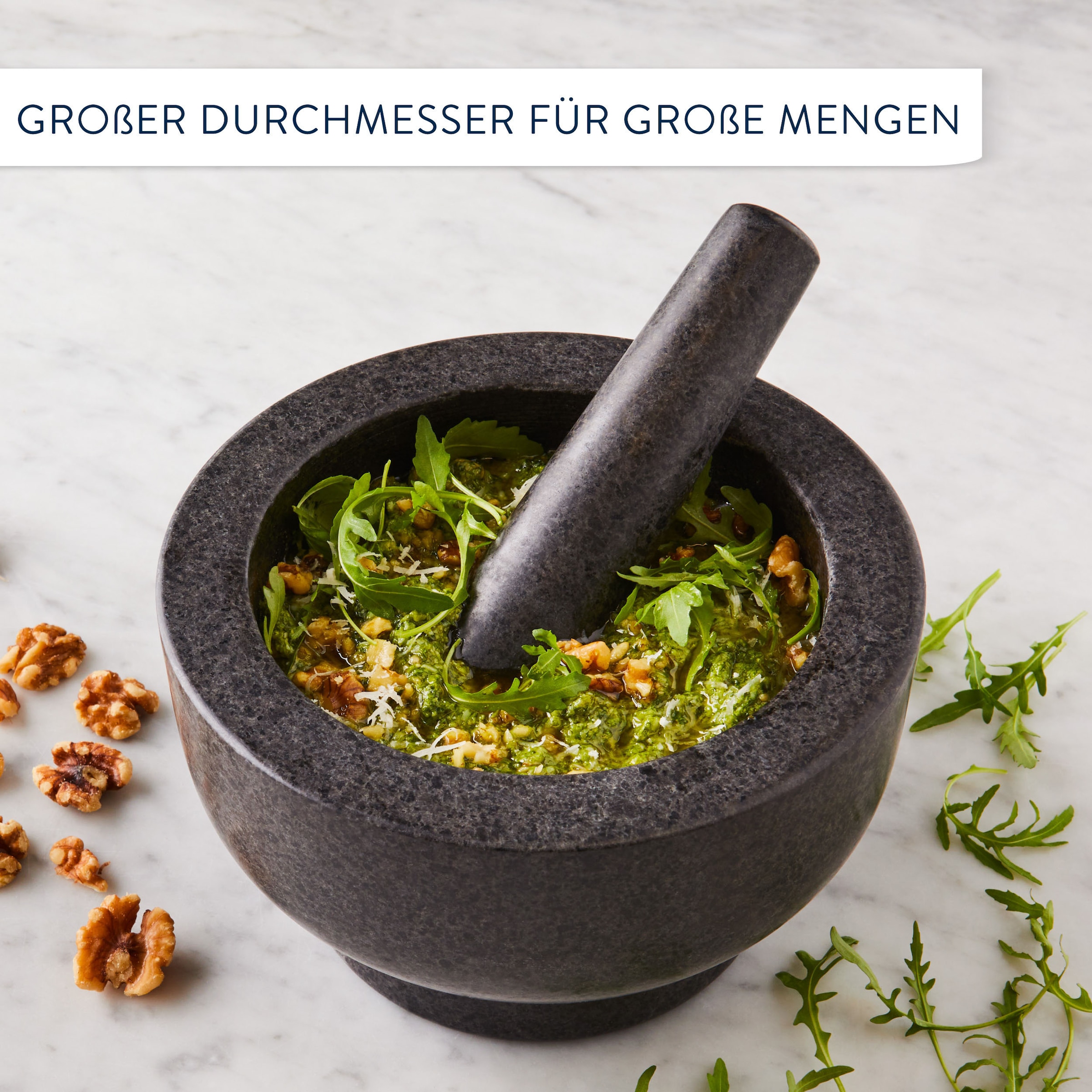 Tefal Mörser »Jamie Oliver by Tefal«, (2 tlg.), einfache Reinigung, robust, für nasse und trockene Zutaten, Granit