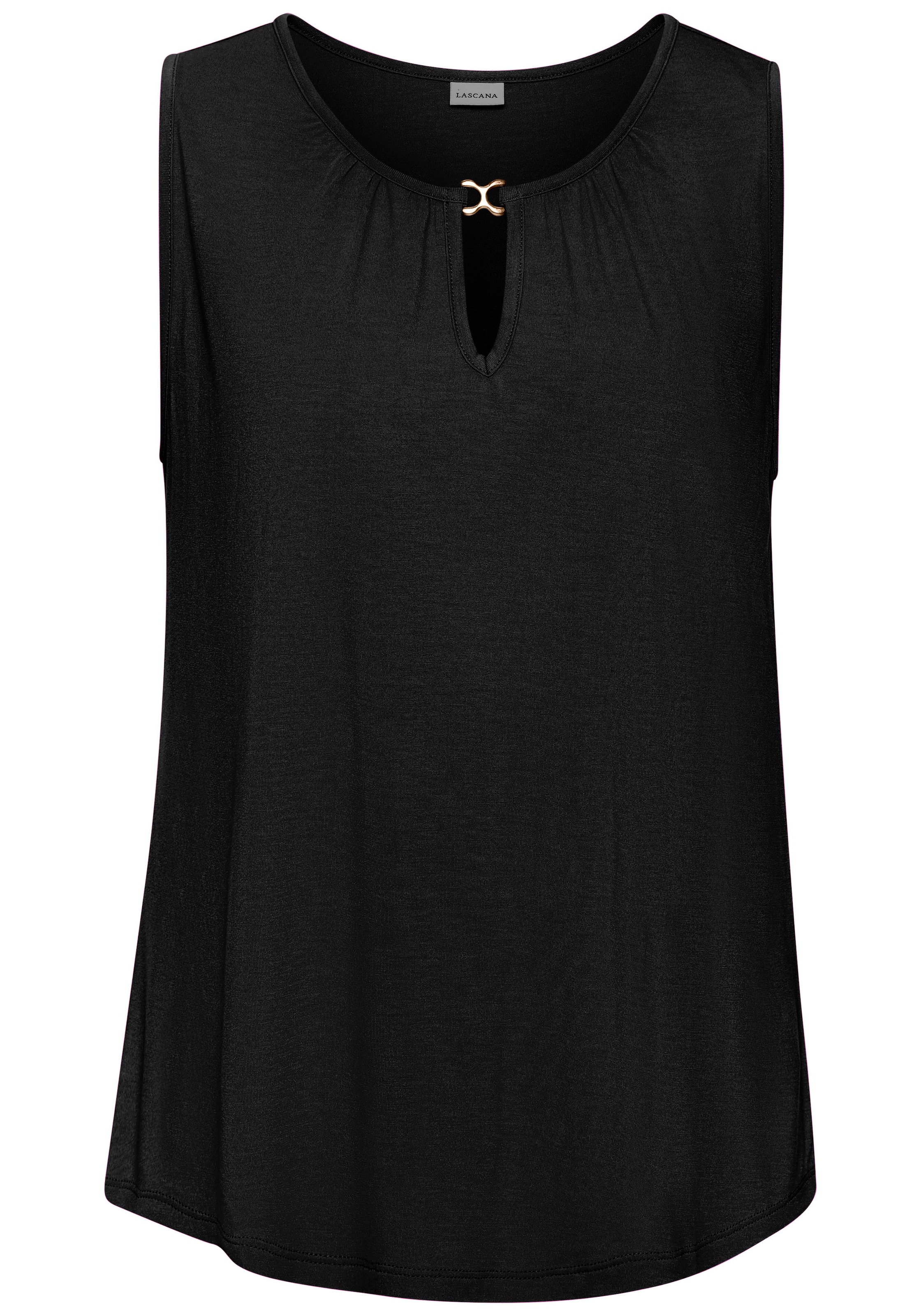 Vivance Tanktop, mit goldenem Zieraccessoire, elegantes Blusentop