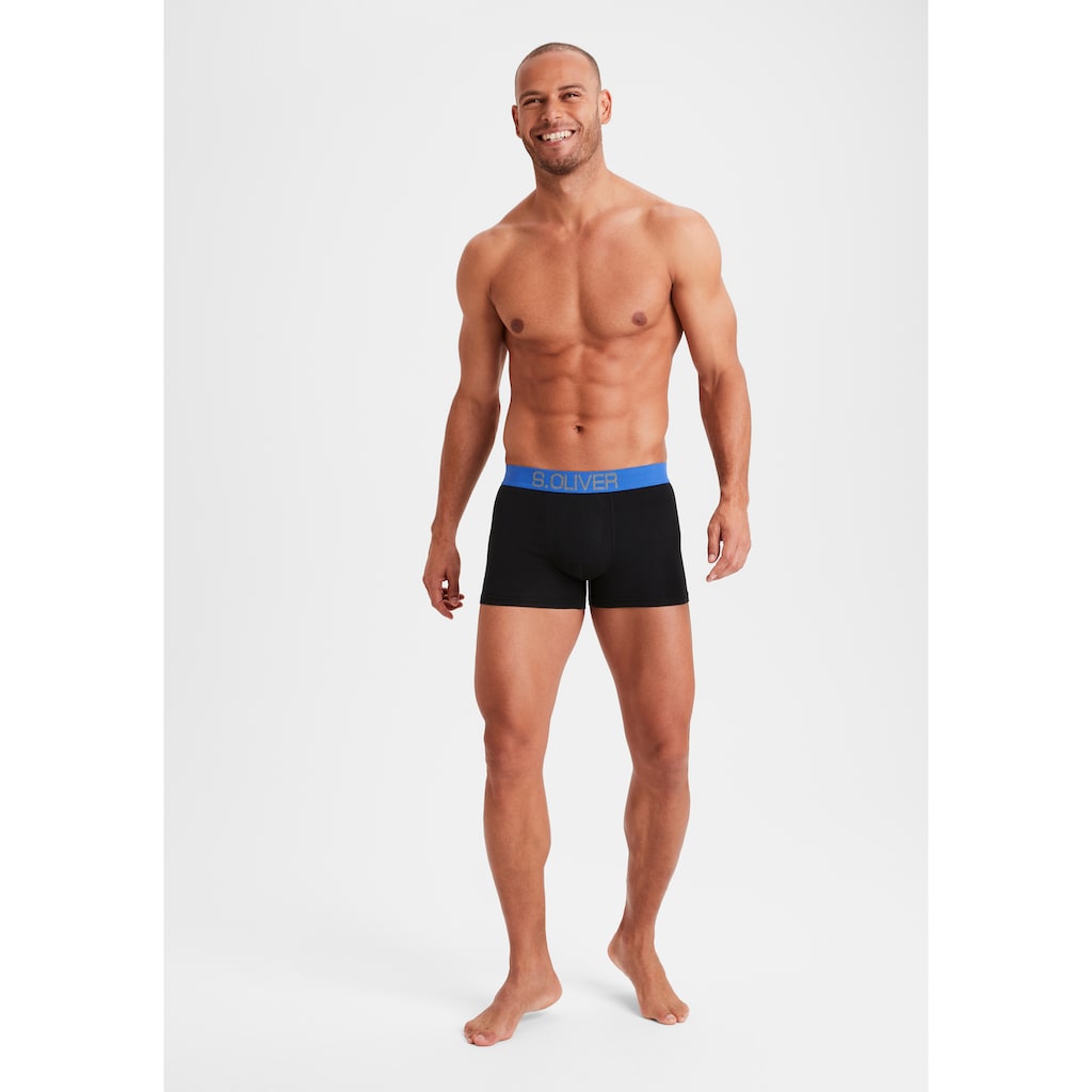 s.Oliver Boxer »Boxershorts für Herren«, (Packung, 4 St.), mit kontrastfarbenem Webbund