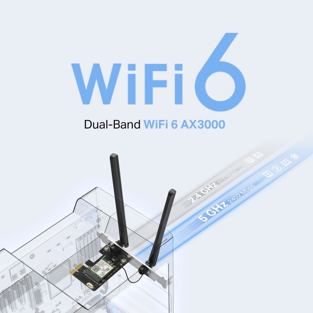 TP-Link Netzwerk-Adapter »Mercusys MA80XE AX3000 Dual-Band Wi-Fi 6 PCI Express Adapter«