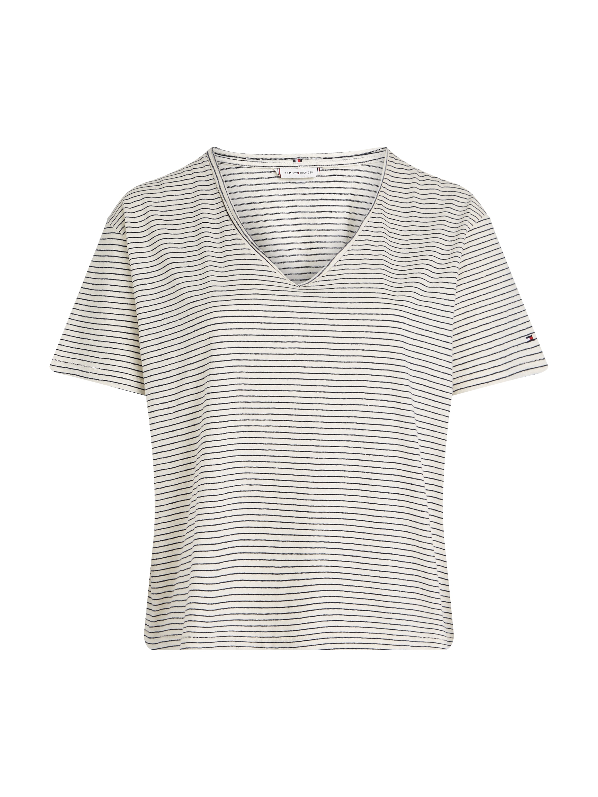 Tommy Hilfiger Curve V-Shirt »CRV MODERN CO LINEN V-NK SS«, in Großen Größen