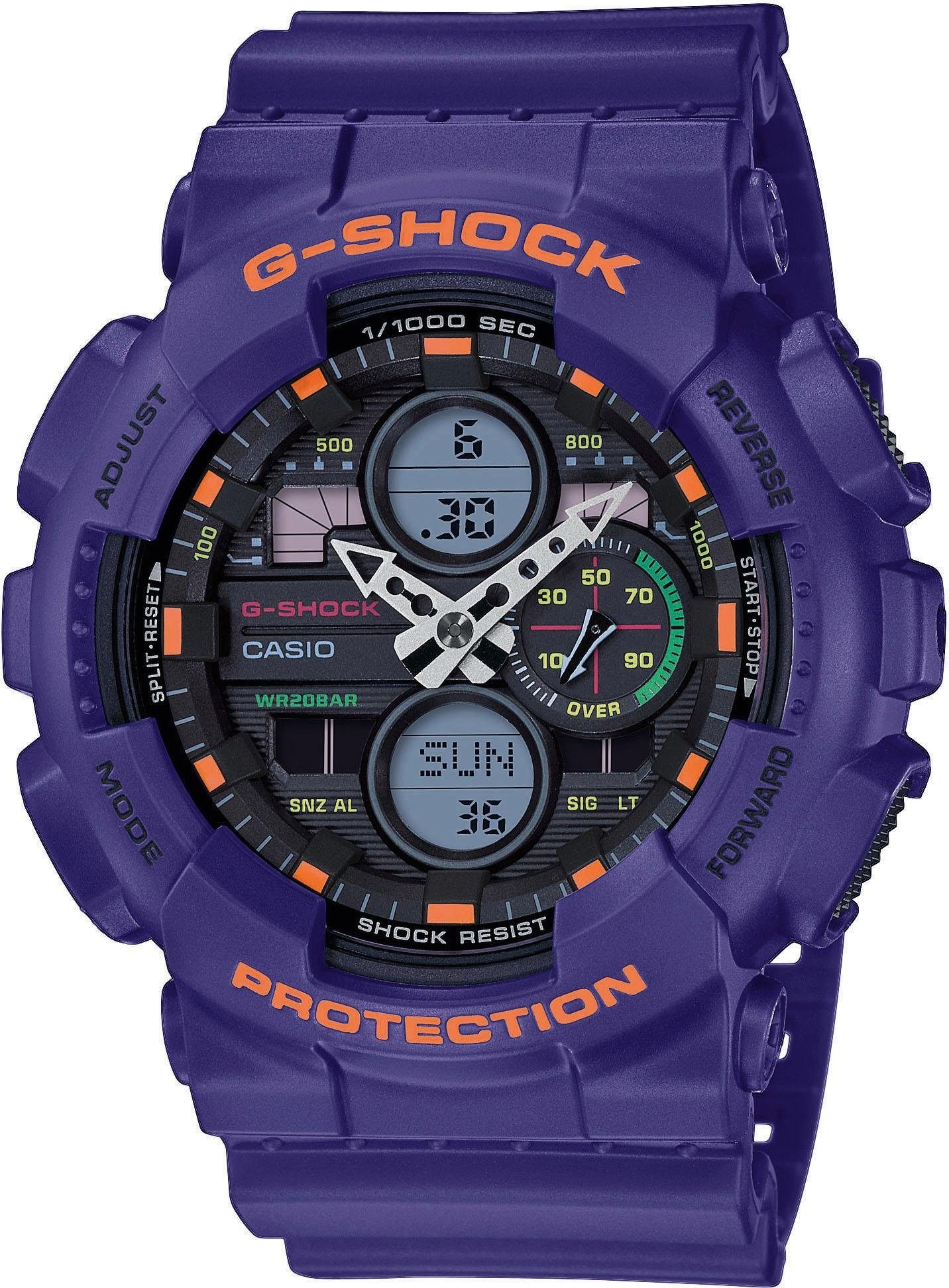 CASIO G-SHOCK Chronograph »GA-140-6AER«, Quarzuhr, Armbanduhr, Herrenuhr, digital, bis 20 bar wasserdicht