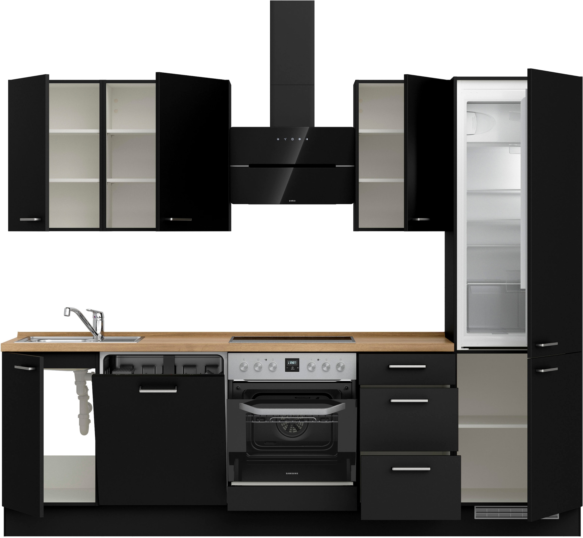 nobilia® Küchenzeile »"Touch II"« vormontiert, Ausrichtung wählbar, Breite 270 cm, wahlw. mit E-Geräten