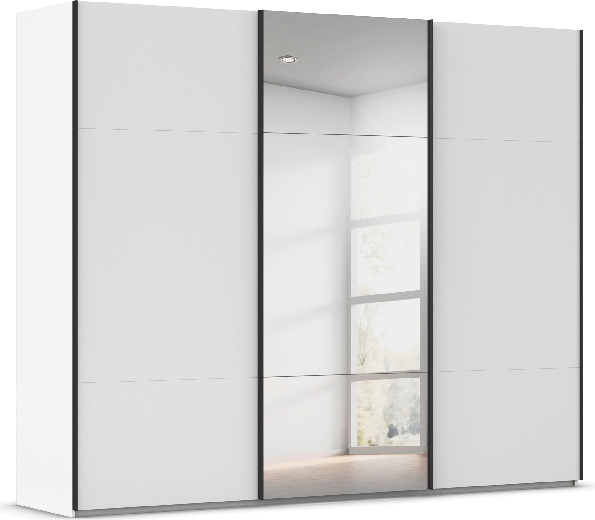 rauch Schwebetürenschrank "Kleiderschrank Schrank Garderobe Schlafzimmerschrank CONTIDO" 3 verschiedene Ausstattungen BASIC/CLASSIC/PREMIUM (inkl. SOFT-CLOSE), aus hochwertigem Material in 6 Breiten 2 Griff-Farben MADE IN GERMANY