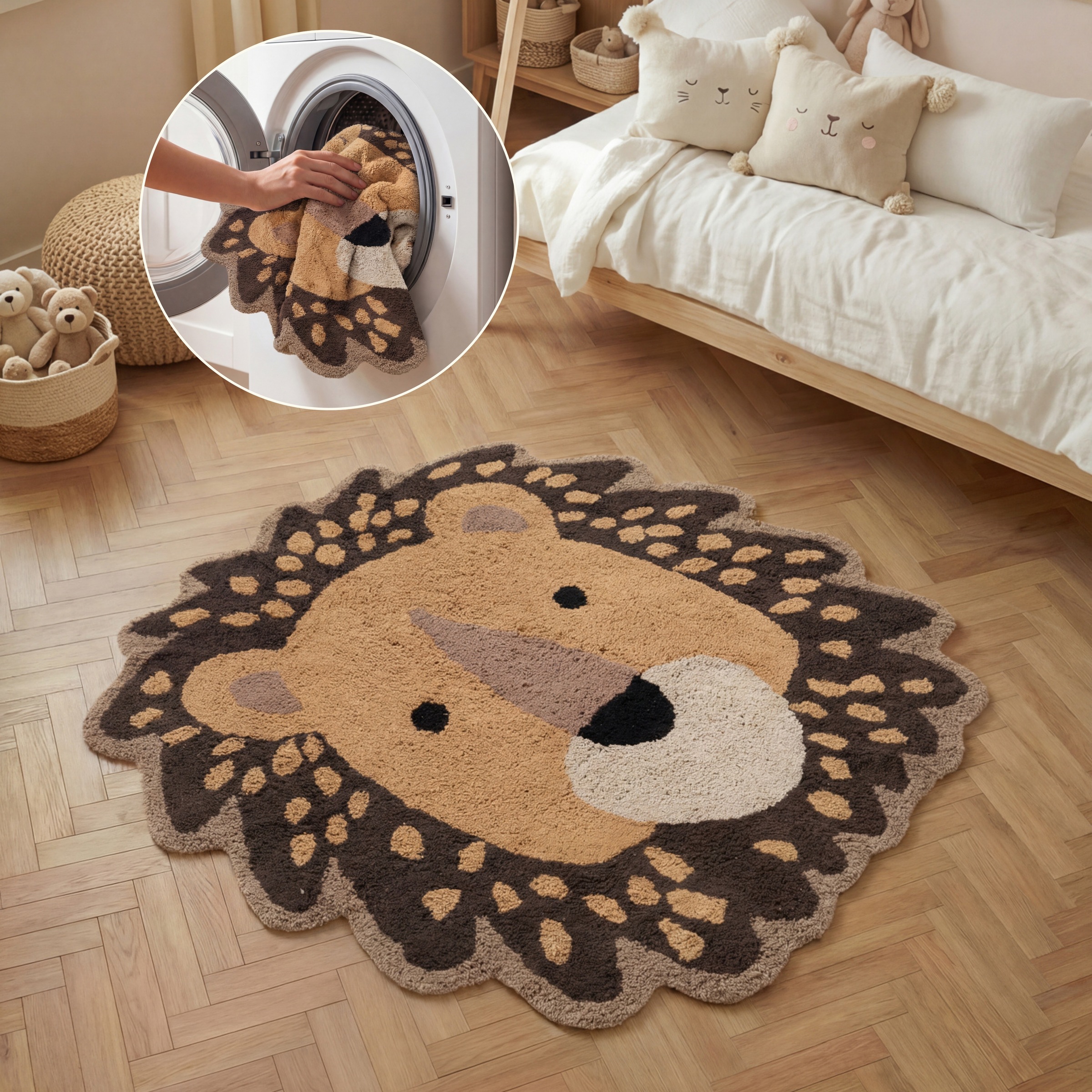 HANSE Home Kinderteppich "Roary" Motivform 10 mm Höhe Waschbar, Handgemacht, Baumwolle, Rutschfest Spielteppich Kinderzimmer